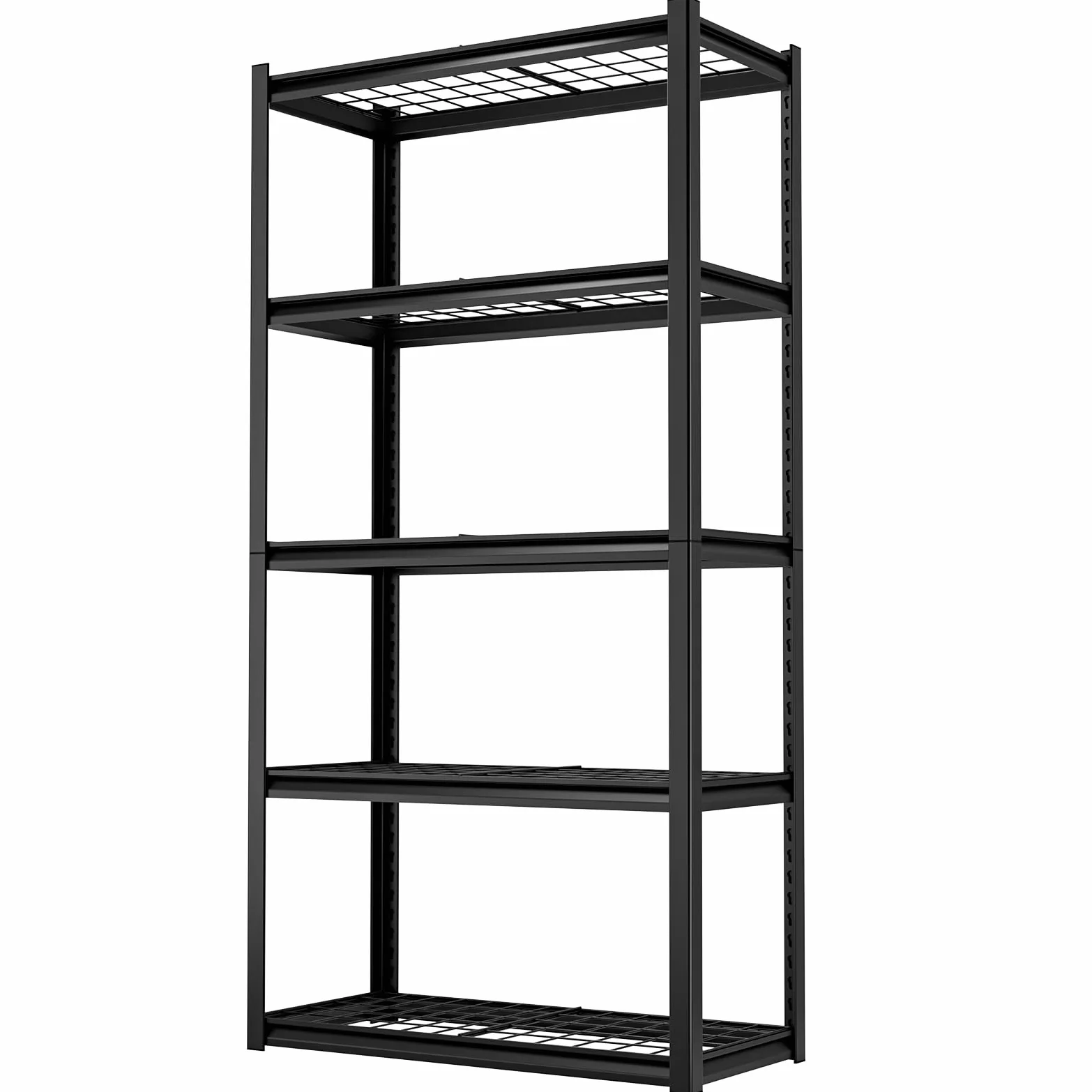 Himimi Scaffale per Carichi Pesanti in Metallo 90x40x182 cm, Portata 1000kg, Scaffalatura a 5 Ripiani a Griglia Regolabili, Scaffale ad Incastro per Garage Cantina Magazzino Officina Cucina, Nero
