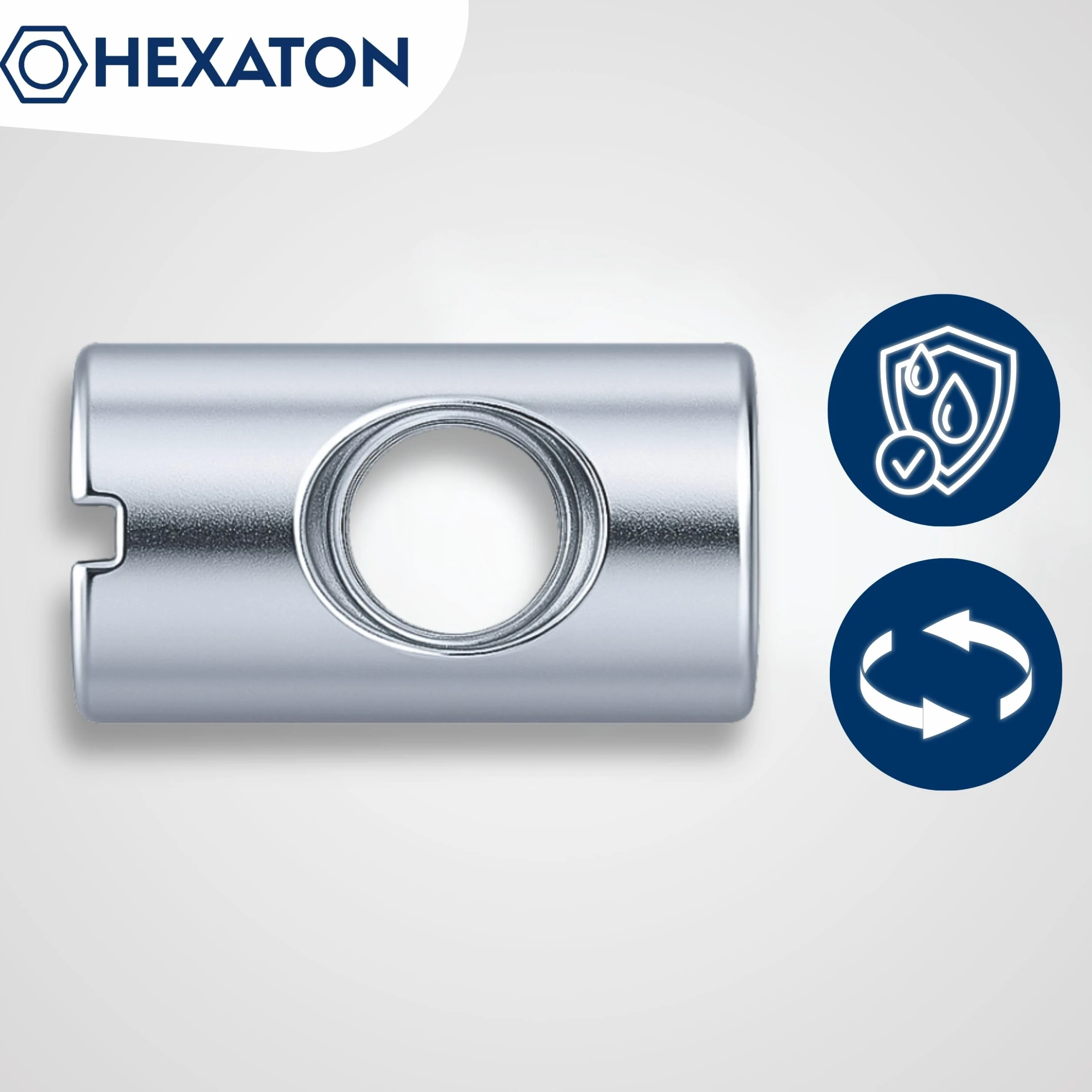 HEXATON Croce Tasselli Barrel Dadi Filettatura Dadi Cilindrici Simmetrici - M6 x 10 x 30 mm - 100 Pezzi - Acciaio Zincato Bianco