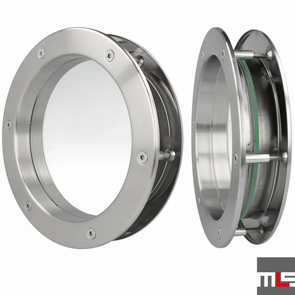 MLS Oblò B4000, Oblò per Porte, in Acciaio Inox, Vetro di Sicurezza, Adatto ha Porte di Spessore 40 mm, Viti di Fissaggio Visibili su Entrambi i Lati, Diametro 400 mm, Vetro Trasparente