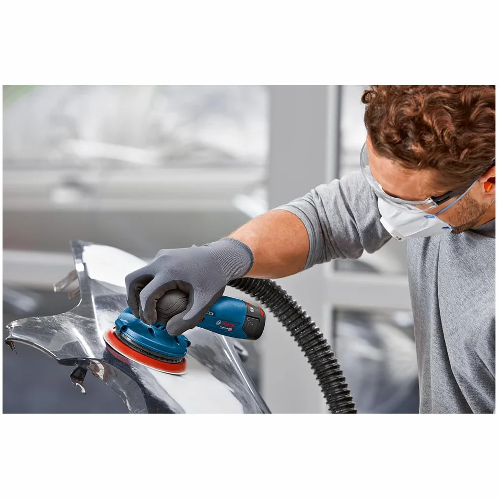Bosch Professional 12V System Levigatrice rotoorbitale a batteria GEX 12V-125 (incl. platorello (125 mm), 1 foglio abrasivo, sacchetto raccoglipolvere, senza batteria/caricabatteria)