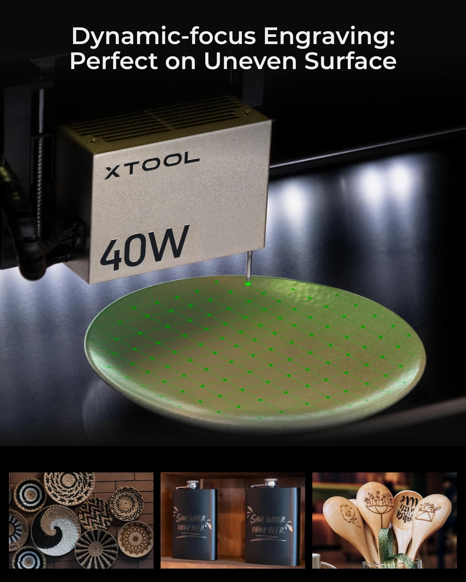 xTool S1 40W Incisore Laser Basic Kit con Aisst Aria Intelligente e Pannello a Nido d'Ape, Velocità 600 mm/s, Fuoco Automatico, Blocco Fumo, 498 * 330mm per Metallo, Legno, Acrilico, Tumbler (Nero)