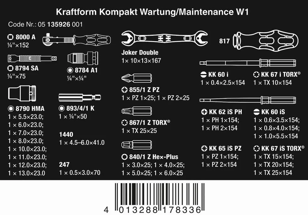 Wera 05135926001 Kraftform Kompakt W 1 Manutenzione, Assortimento utensili isolati, 35 pezzi