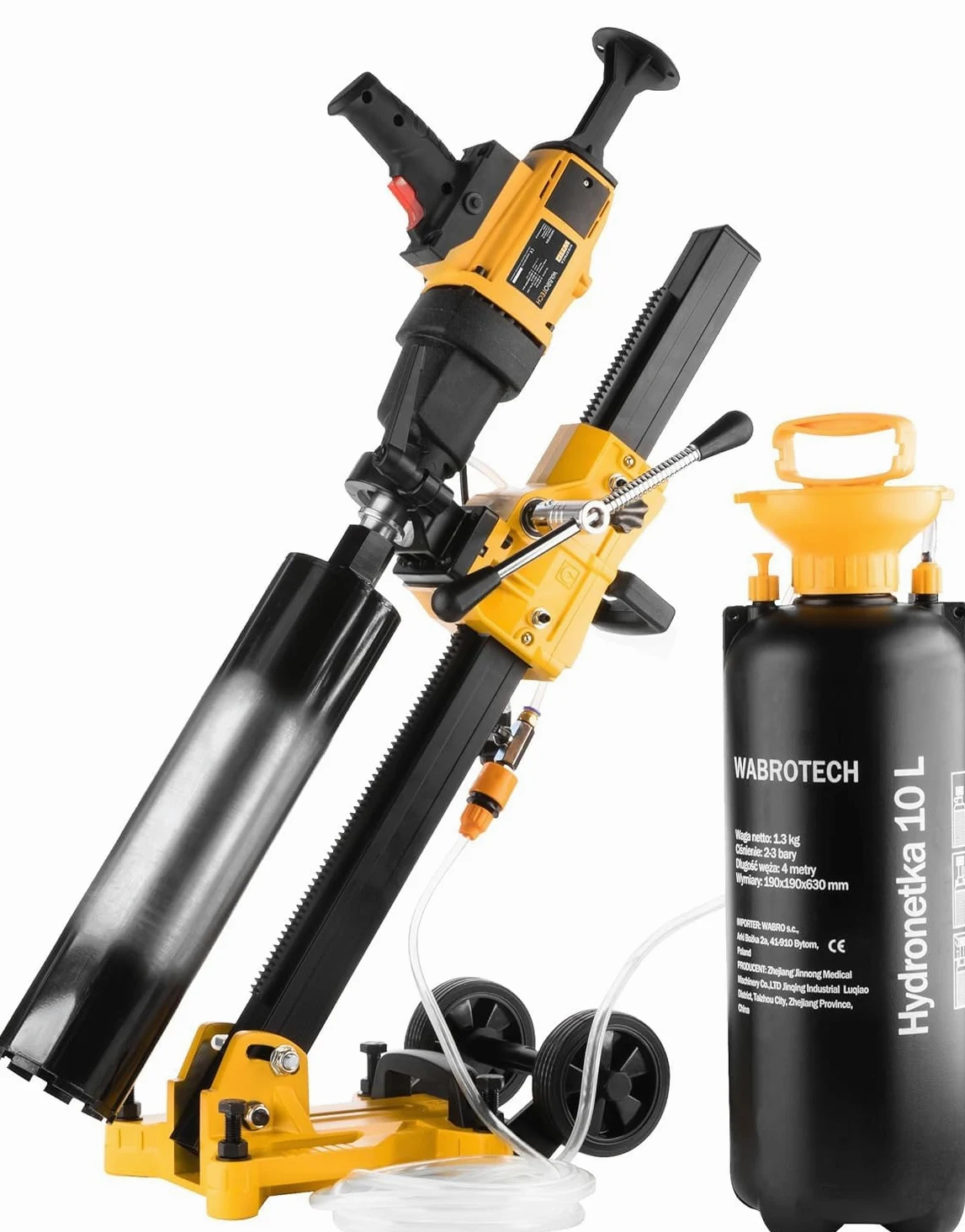 Carotatrice 3 Marce 1500 W su Supporto di Carotaggio Inclinabile con Ruote - Carotatrice Diamantata con Interruttore PRCD - Carotatricce a Mani 3960 Giri/min per Carotaggio a Umido e a Secco