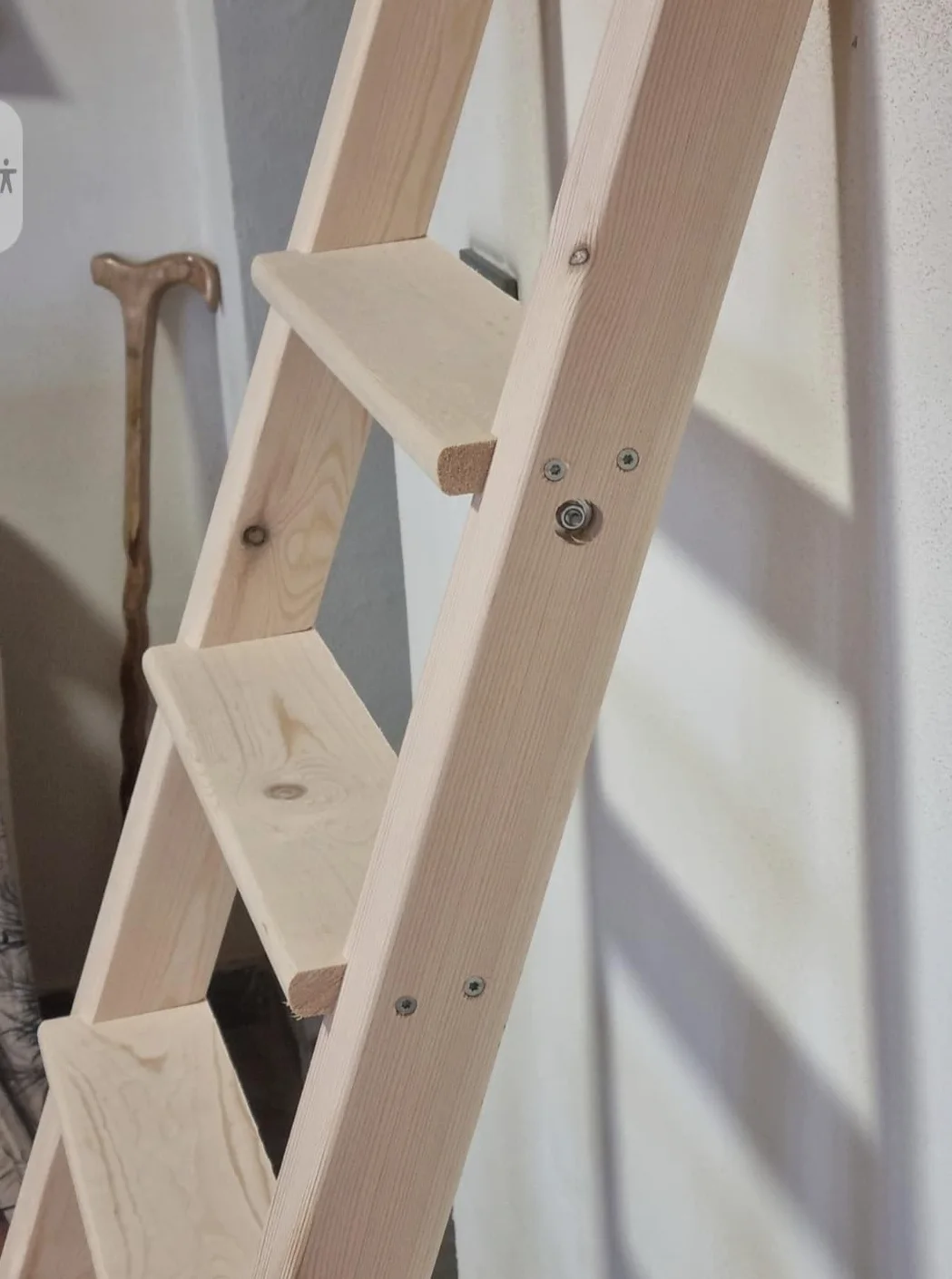 Scala a pioli in legno per soppalco letto a castello soffitta (Altezza cm 200, Larghezza cm 40)