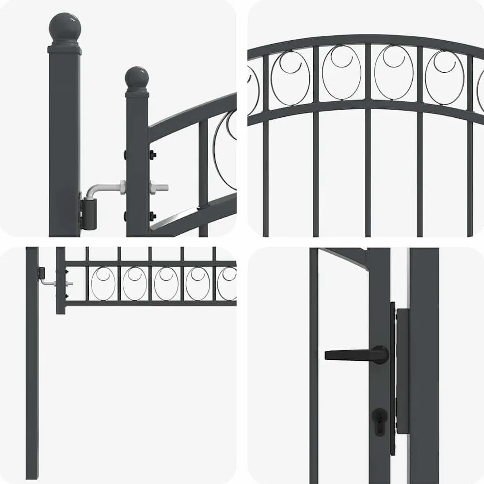 vidaXL Cancello per recinzione EMMEN 100 x 100 cm, Sicurezza per Giardino e Terrazza, Cancello in Acciaio Moderno, Barriera Resistente, Montaggio Facile