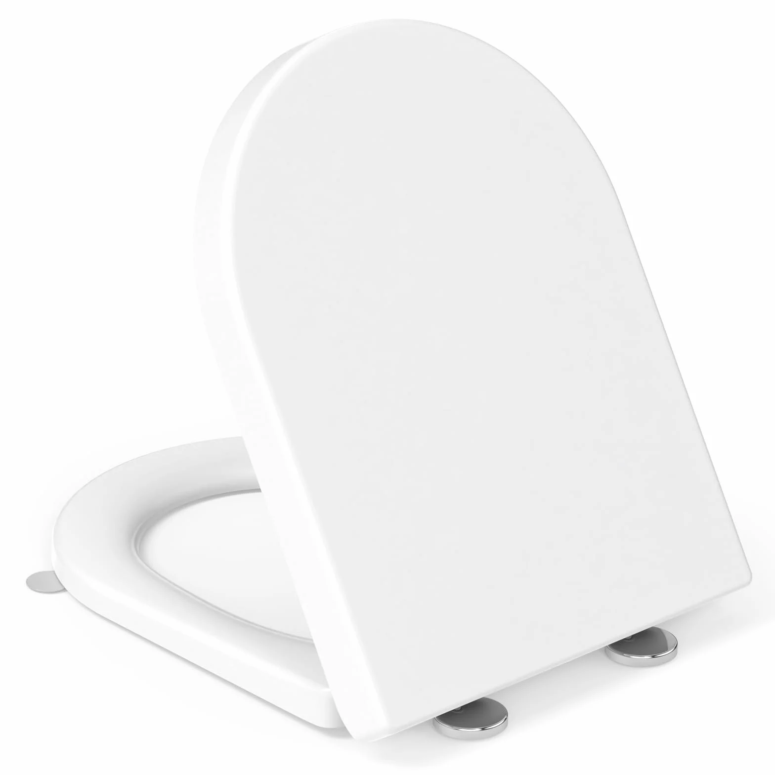 YEAUPE PRO Tavoletta WC Universale D Forma [LUNGO],Copriwater in Urea-Formaldeide,Sedile WC Con Chiusura Ammortizzata e Funzione di Sgancio Rapido, Bianco, 46,4 * 35,9 * 5CM
