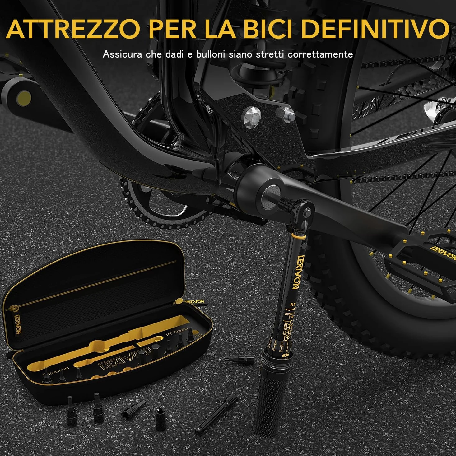 LEXIVON Chiave Dinamometrica Bici/Moto 1/4'' | 2~26 Nm, Set da 15 Pezzi di Punte Esagonali e Torx, Kit Chiavi Dinamometriche Professionali Portatile per Bicicletta, Mountain Bike Tools (LX-191)