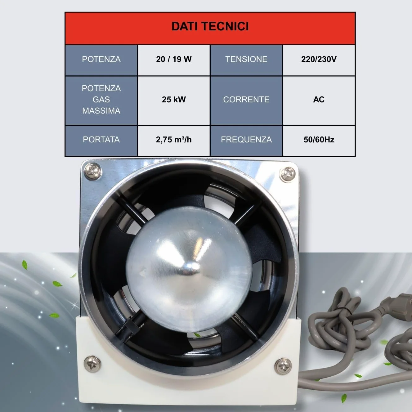 GOLDMAN SERVICE | Kit Evacuazione Fumo per Caldaie e Riscaldatori a Gas ACS | Ventilatore Tiro Forzato con Deflettore e Sensore di Sicurezza | 19 W 220 V