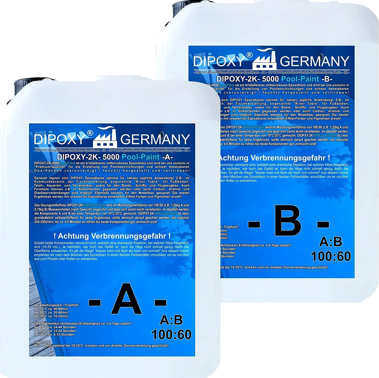 Dipoxy 2K-5000 Pittura in resina epossidica, 12,0 kg (A 7,5 kg + 4,5 kg) + 0,6 kg verde chiaro 6027