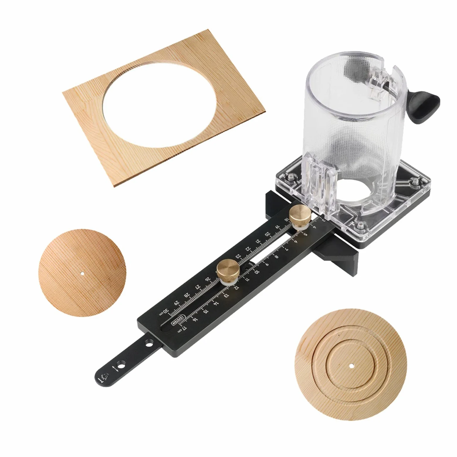 Maschera da taglio circolare per macchina da taglio, fresatrice per legno con base a scanalatura circolare per la lavorazione del legno, strumenti fai da te