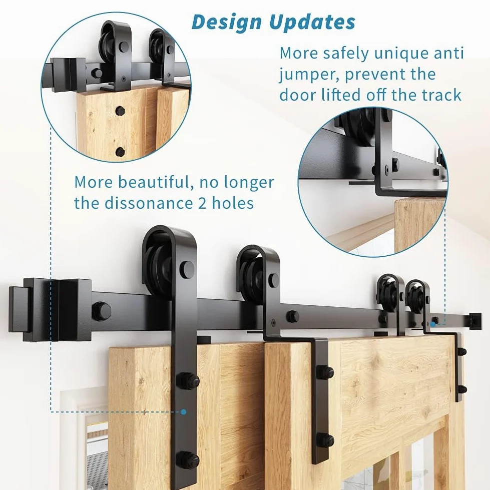 WINSOON 5FT/150CM Binario per Porta Scorrevole Bypass Doppie da Interno kit Porta Pieghevole Scorrevole Esterno Muro, per Doppia Pore, Porte non Inclusa