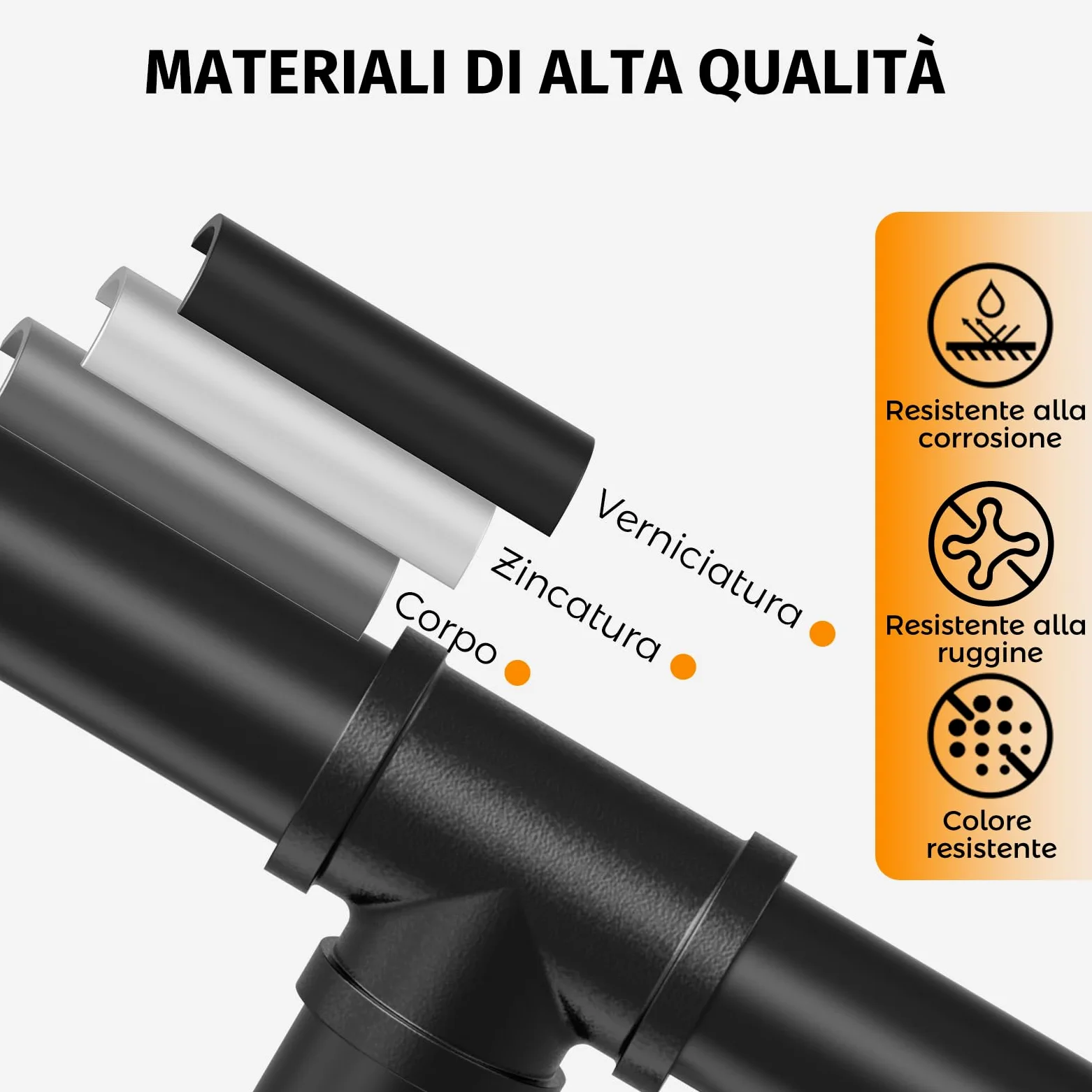 Corrimano della Scala del Tubo del Ferro battuto di Stile Industriale, corrimano Antiscivolo della Scala, Dimensione Personalizzabile, 240 cm