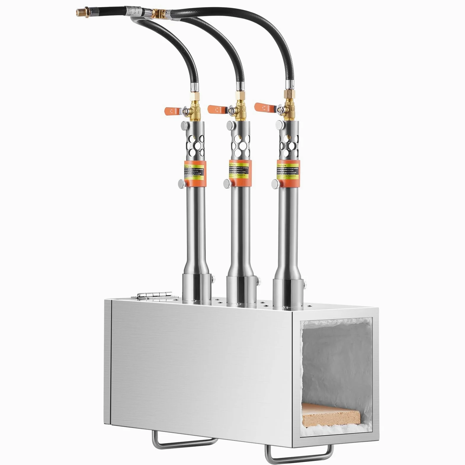 VEVOR Forgia a gas propano portatile, forno a gas quadrato con 3 bruciatori, temperatura max 1427 ℃, utensili e attrezzature per forgiatura a gas in acciaio inox, per colteliere Maréchaux-Ferrants