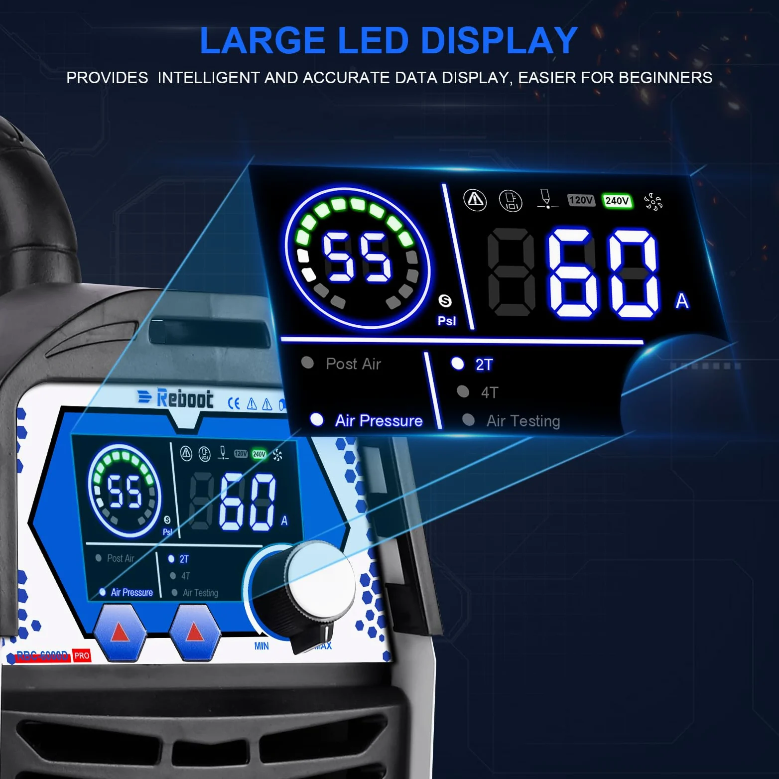 Reboot Taglierina al plasma 60Amps Tocca 240V IGBT Arc Inverter Digital Plasma Cutter, 1/2 pollici taglio pulito, aggiornamento CUT60 Plasma Cutter macchina