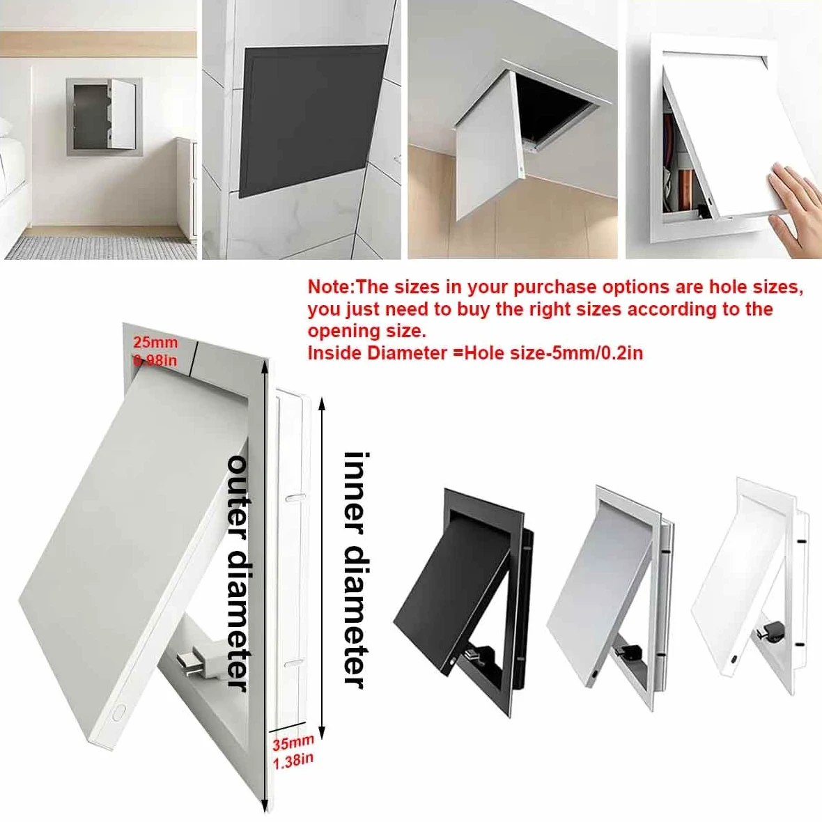 Sportello Ispezione Pannello Porta Di Accesso, Botola Ispezione Cartongesso, Pannello Di Ispezione Metallo 20 25 30 35 40 45 50 55 65 75cm Per Parete E Soffitto(Bianca,550x700mm)