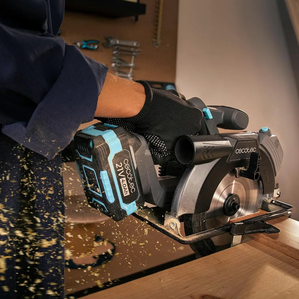 Cecotec DirectPrecission 8000 Vision, sega circolare a batteria, 21 V, disco da 165 mm, motore brushless, guida laser e guida parallela, accessorio connettore aspirapolvere