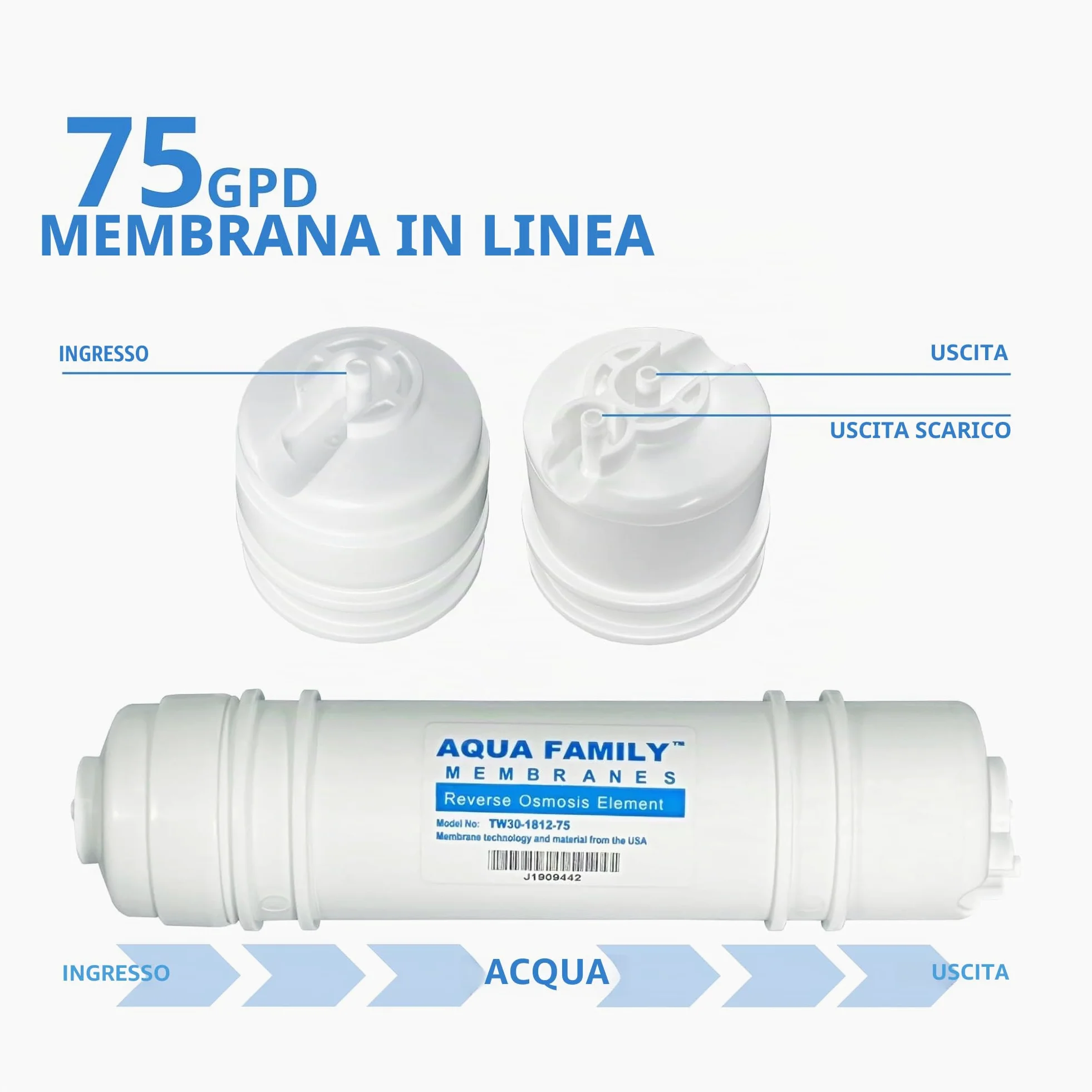 Depuragua - Impianto Osmosi Inversa Moon 75GPD a 6 Fasi | Pompa e Manometro Inclusi | Rubinetto Lux Monocomando | Sistema di Remineralizzazione | Accessori per Installazione Inclusi, Bianco, Metallo.