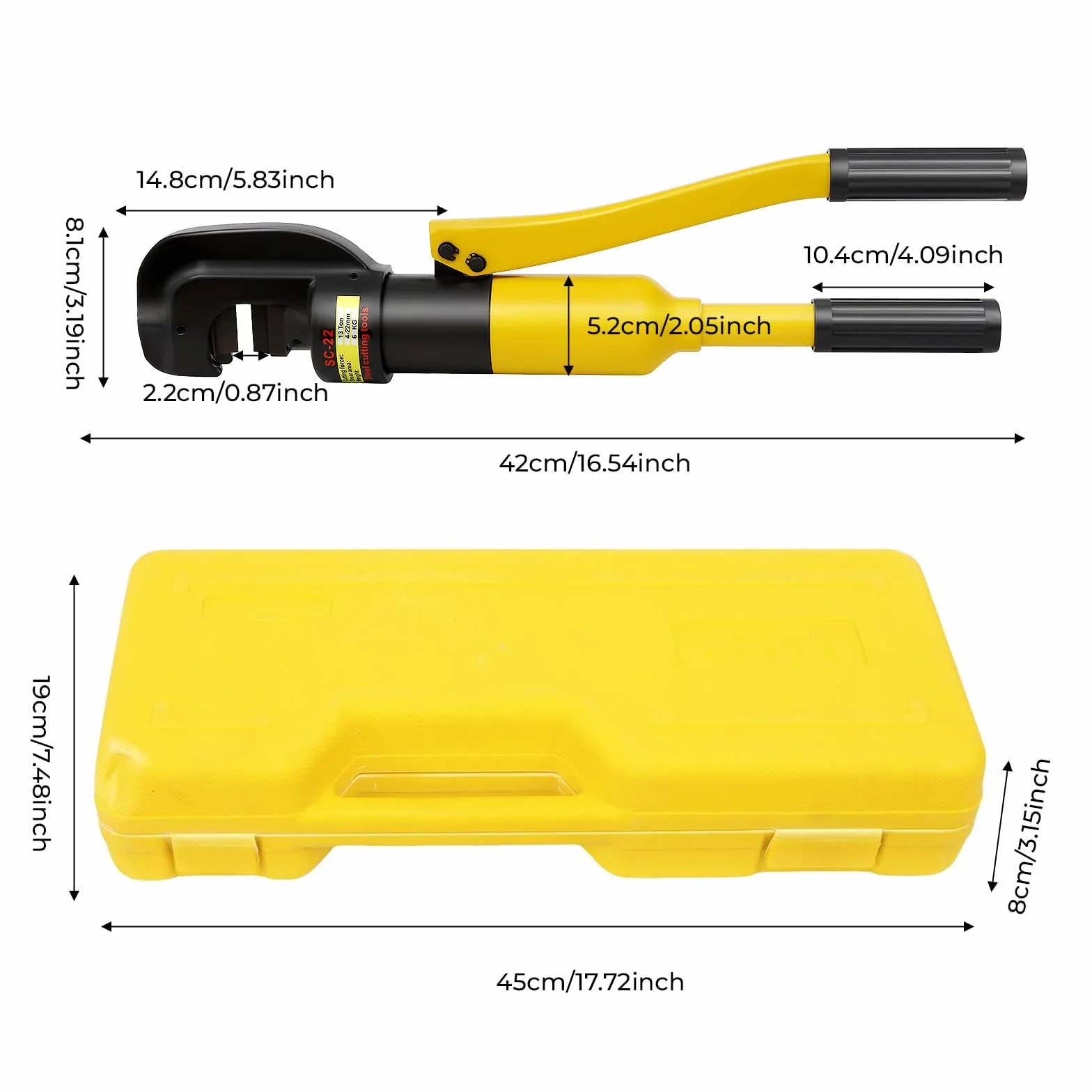 Tronchese idraulico da 13 tonnellate in ferro con testa di serraggio a forma di C, taglierina idraulica manuale, taglierina idraulica manuale portatile per acciaio da costruzione, utensile da taglio