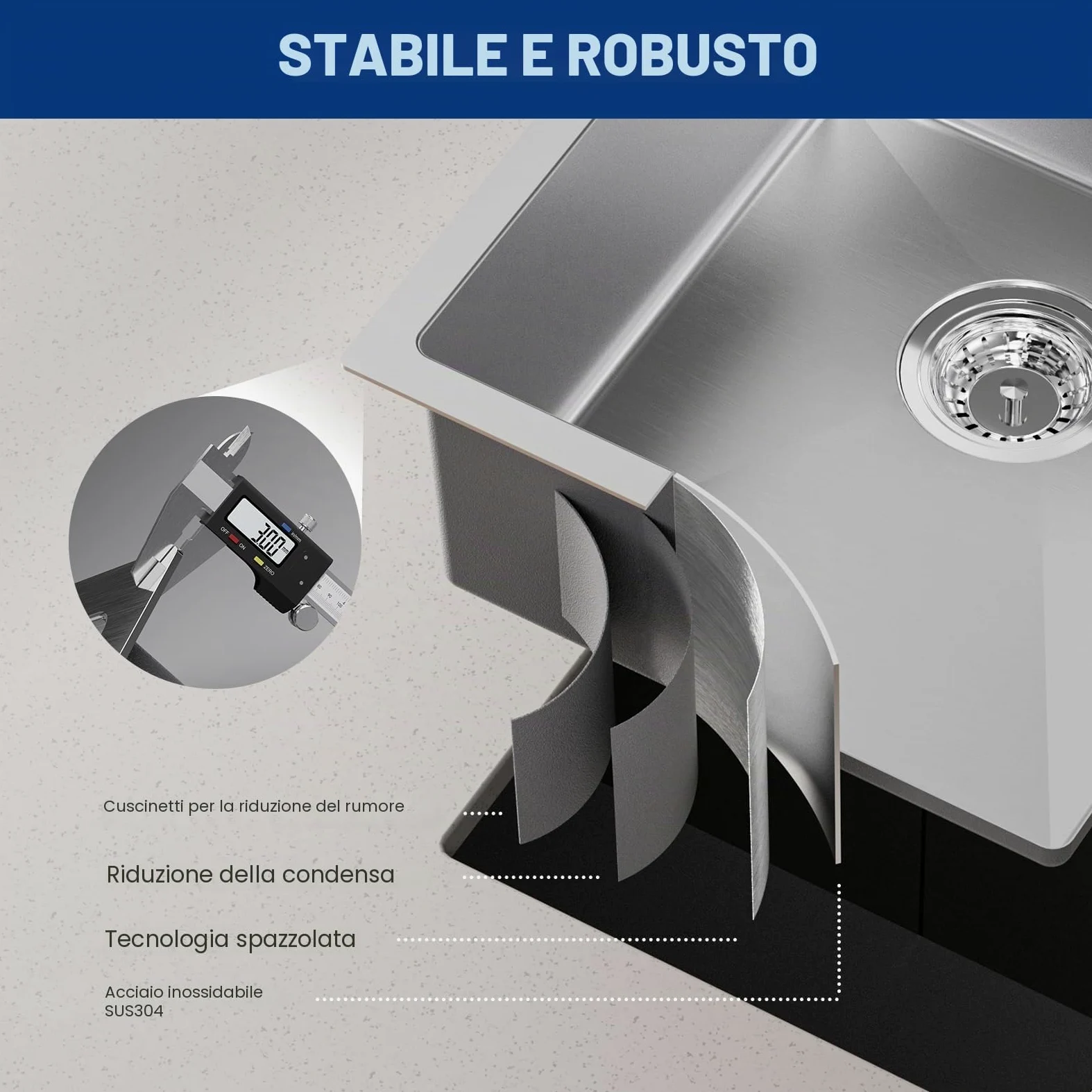 CECIPA Lavandino Cucina 40x44cm, Lavello Cucina 1 Vasca in Acciaio Inox, Lavabo Cucina Moderno Con l'Ultimo Sifone e Troppopieno, Lavelli da Cucina