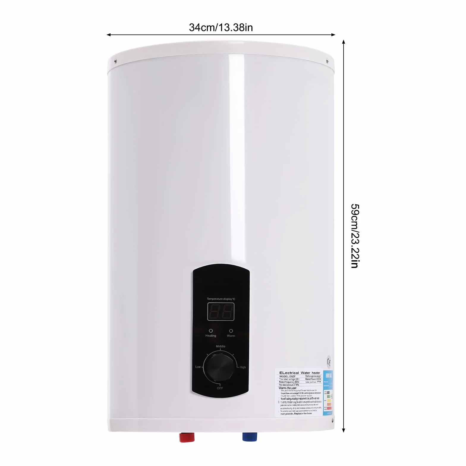 Caldaia elettrica per cellulare, shower Tap, schermo a LED, serbatoio elettrico, boiler per acqua, boiler elettrico, set da parete per acqua calda (35 L)