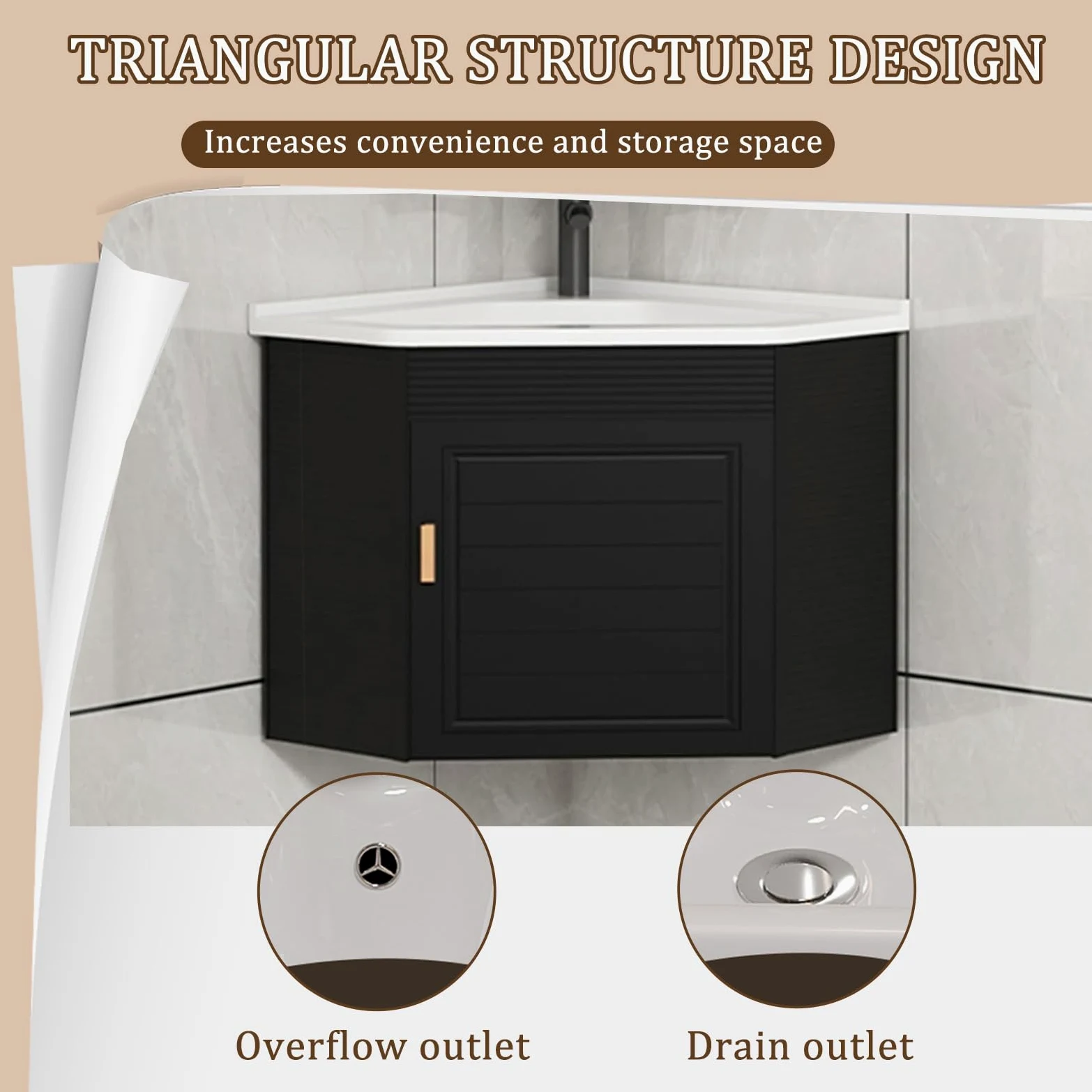 lavabo angolare bagno Bianco,lavabo bagno con mobile sospeso,lavabo in ceramica 38×38cm, lavandino bagno sospeso con mobile, montaggio a parete, Per Bagno, Toilette, Appartamenti
