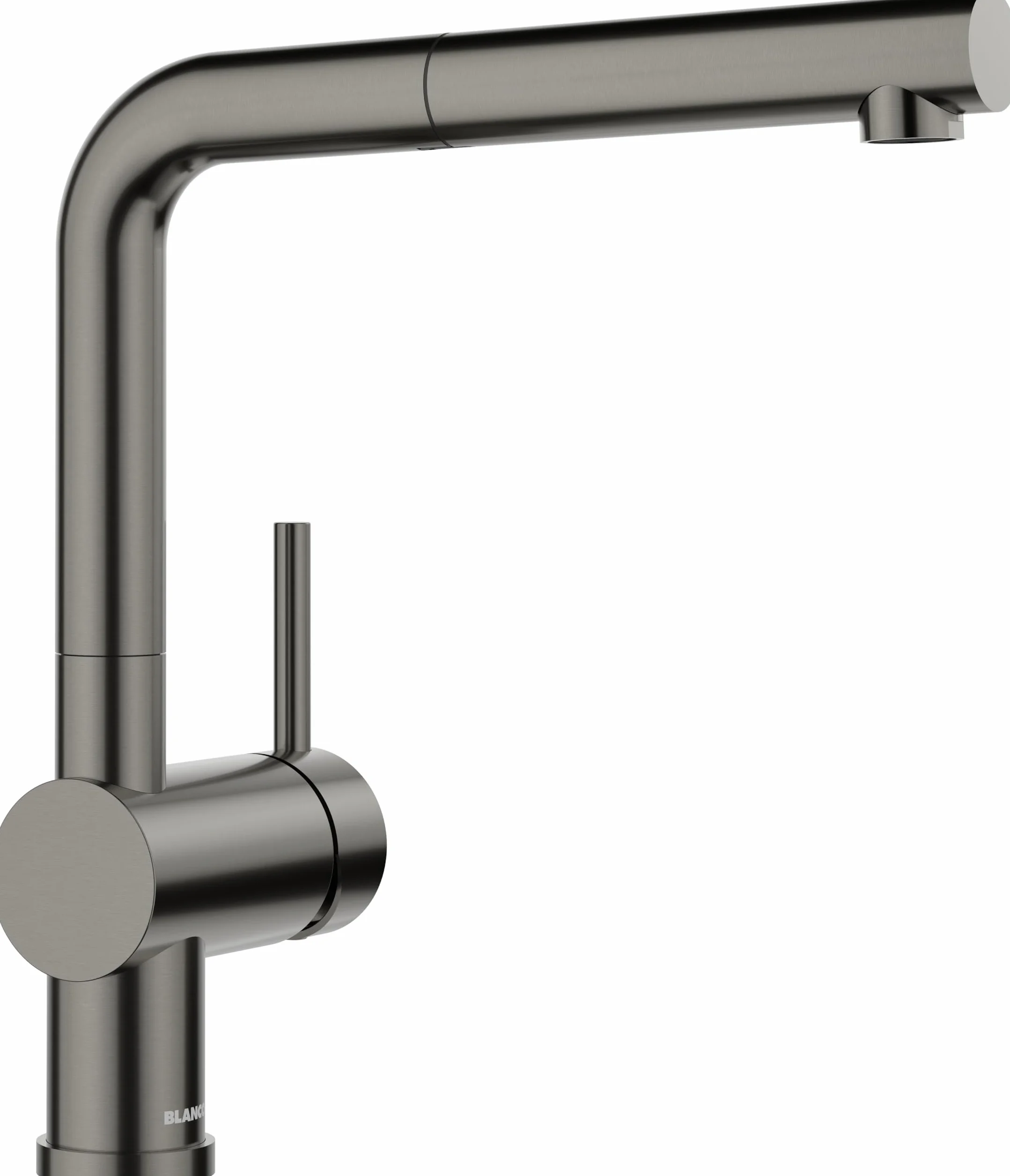 BLANCO LINUS-S | Rubinetto da cucina in acciaio satinato scuro | alta pressione | con tubo estraibile | prevenzione del riflusso | cartuccia in ceramica | qualità sicura dell'acqua e risparmio idrico