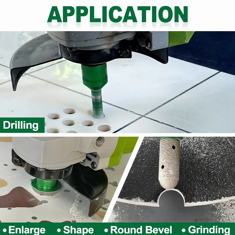 Punte Diamantate Gres Porcellanato 10 Pezzi - 6/8/10/20/25/35/50mm+10mm Fresa Diamantata+50mm Punte Smusso+Adattatore Per Porcellana Piastrelle Ceramica Marmo Granito