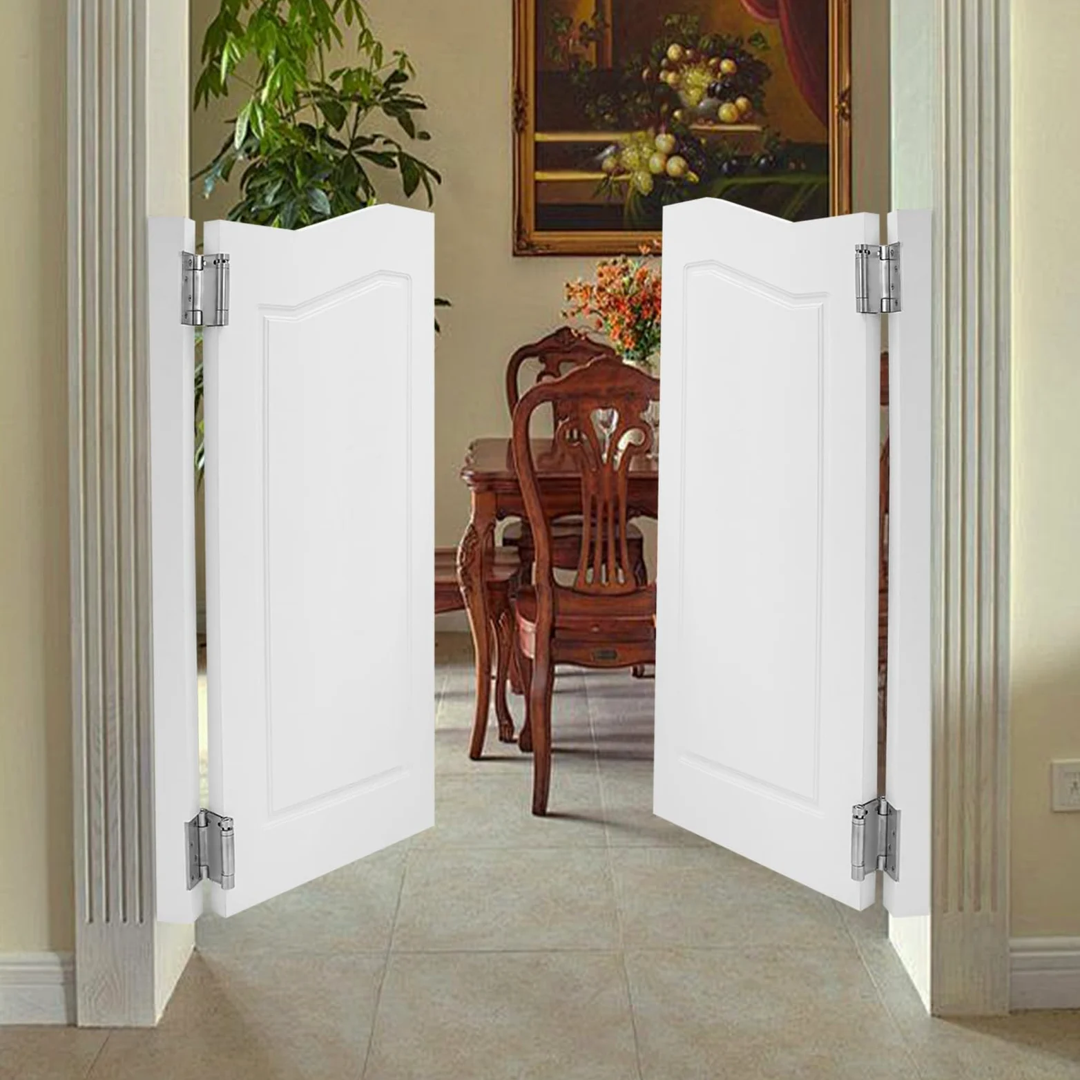 Porta a battente in legno, porta a battente, porta a battente in legno, porta a lamelle interna, 2 ante, 81 x 106,5 cm, spessore porta 3,5 cm, ideale per bar, giardino e salotti, con funzione di