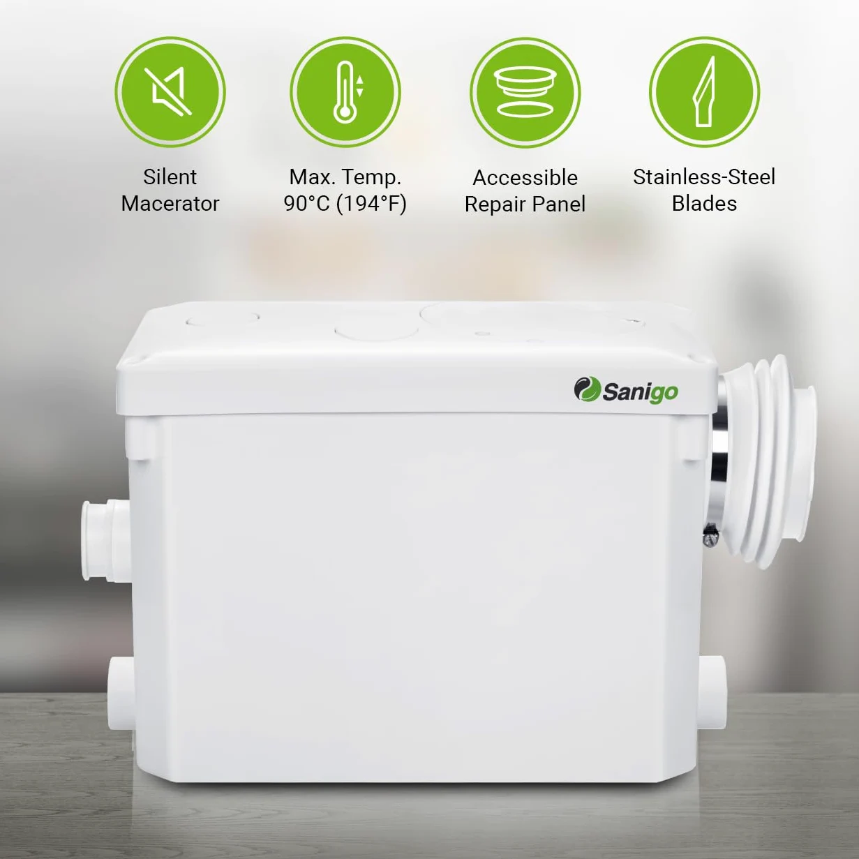 SANI-P420i Trituratore Sanitario per lo scarico delle acque reflue WC, Doccia, Lavabo, Lavatrice, Lavastoviglie