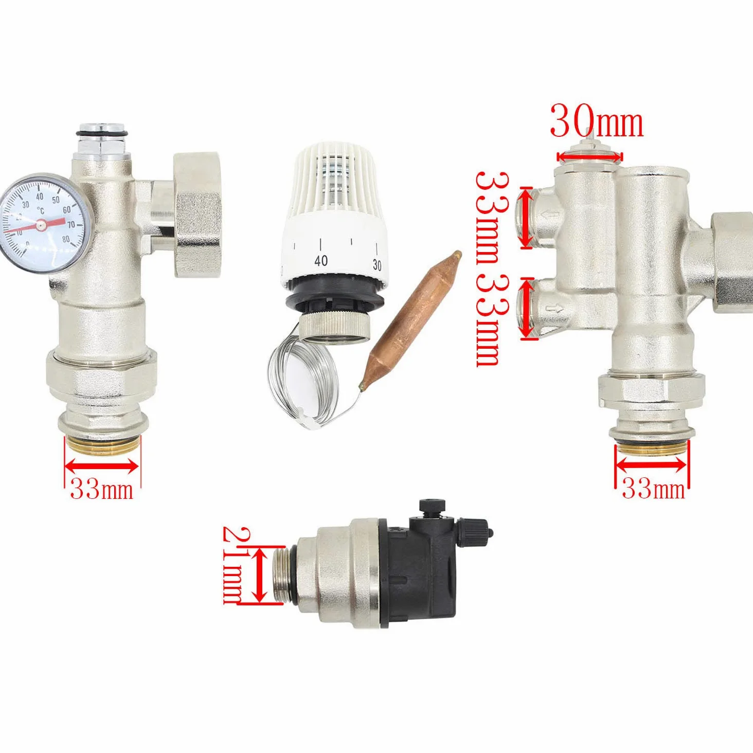 kit gruppo pompa riscaldamento di valvola sfogo aria sicurezza testa termostatica termostato - per collettore riscaldamento a pavimento pompa ricircolo acqua riscaldamento