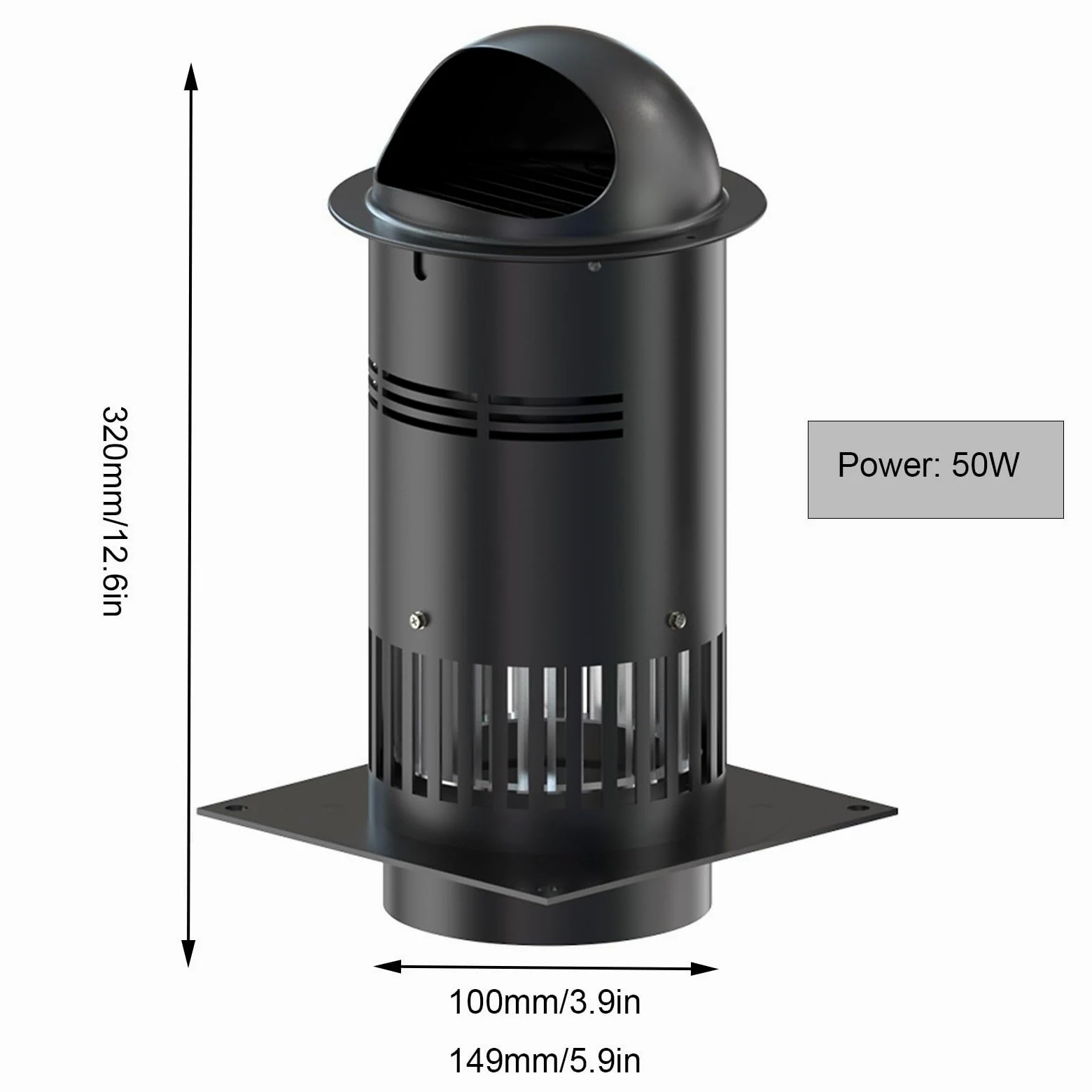 Coperchio Comignolo, Aspiratore per Camino per Canna Fumaria Tonda Professionale da Tetto Aspirafumo Elettrico Tiracamino Tirafumo Comignolo, Camino Base Circolare(149mm/5.9in)