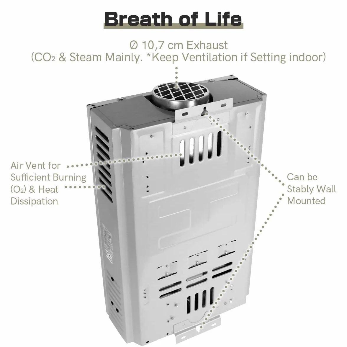 Scaldabagno a Gas 12LPM, Scaldabagno Gas GPL 24KW con la Più Bassa Pressione dell'Acqua Disponibile di 0,2 bar, Funzionamento a Propano e Butano
