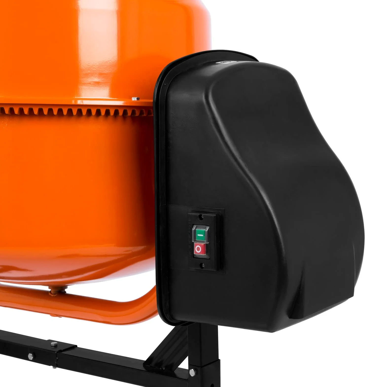 EBERTH 140L Betoniera Elettrica Mobile (550W Motore Miscelatore,Cilindro e Ingranaggio in Ghisa, Impastatrice Cemento, 230V, Telaio in Acciaio, Manovella Bloccabile, 2 Ruote di Gomma)