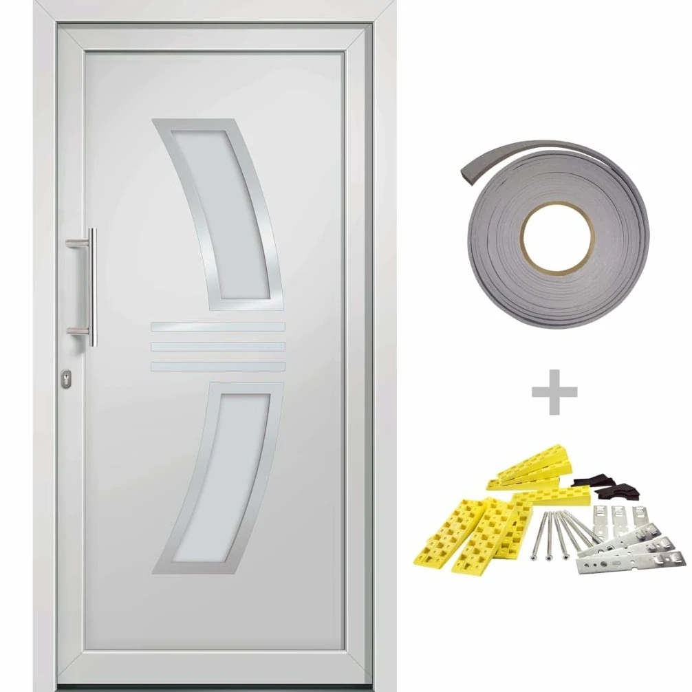 Gecheer Porta di Ingresso in PVC, Portoncino Esterno Blindato per Negozio, Balcone, Casa - Bianca 108x200 cm