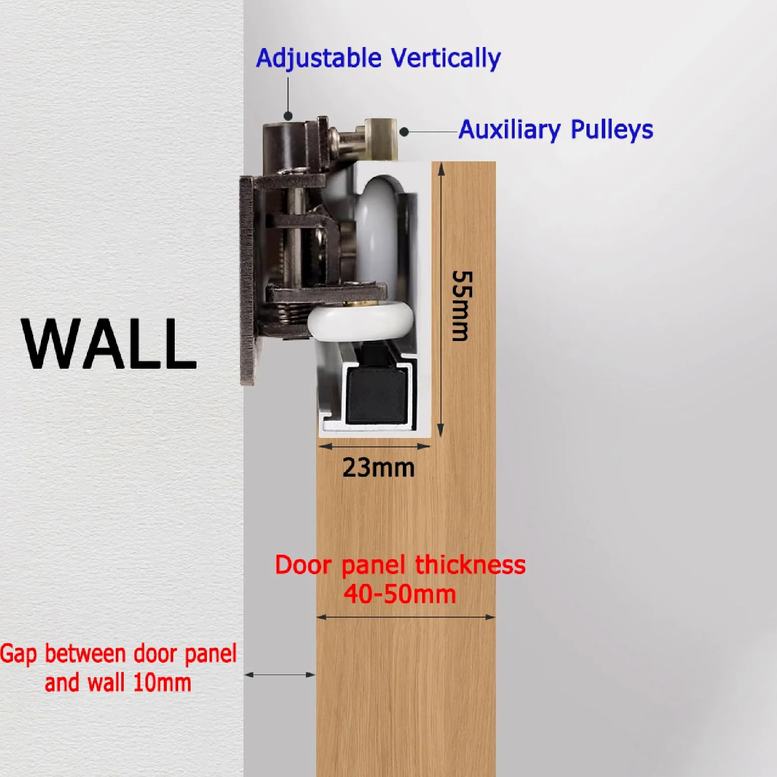 Kit per Porte scorrevoli Invisibili,Binario Porta Scorrevole Invisibile,Kit per Porta Invisibile,Funzionamento Fluido,Design Invisibile,Adatto per camere da Letto
