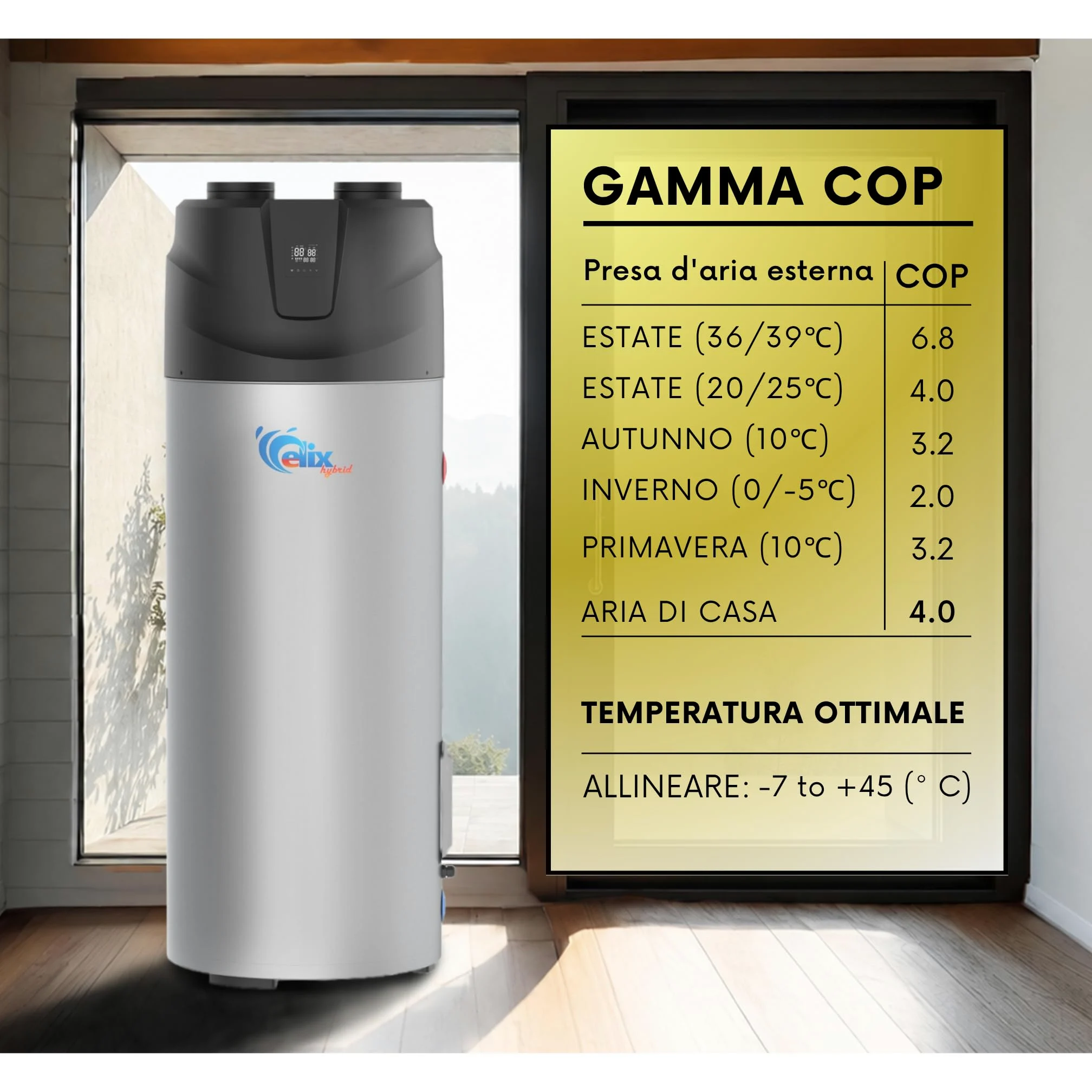 Scaldabagno a Pompa di Calore 200L – Nuovo Modello R290, Bollitore Acqua Calda con Serbatoio Integrato, Pompa di Calore Sanitaria, Ecologico ed Efficiente