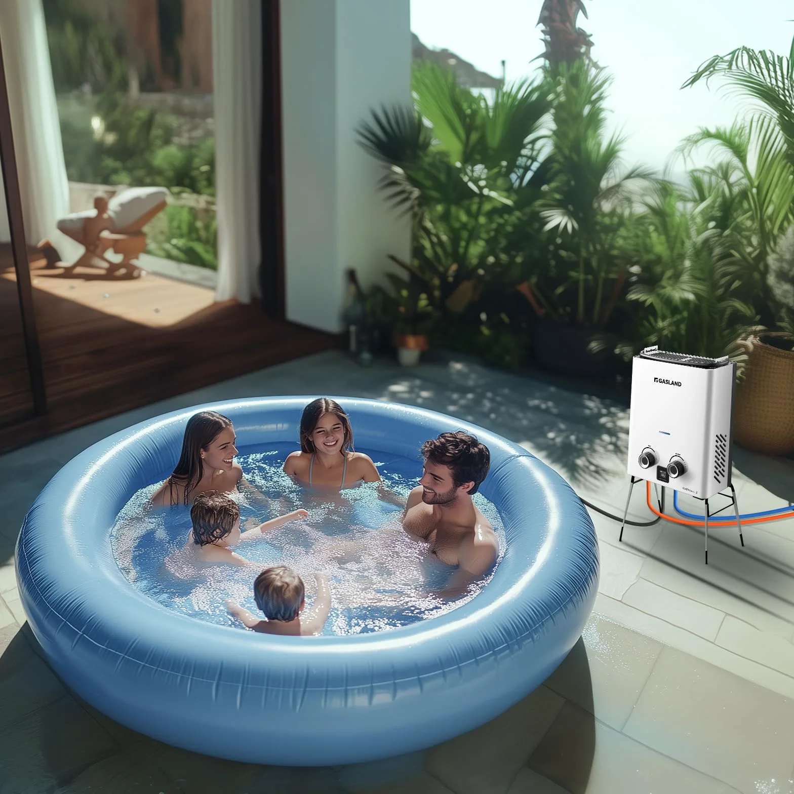GASLAND GO Shower G5, scaldabagno a gas da esterno 5L/Min propano (37 mbar)/butano (28-30 mbar), scaldabagno a gas per esterni, scaldabagno a GPL, doccia calda da campeggio
