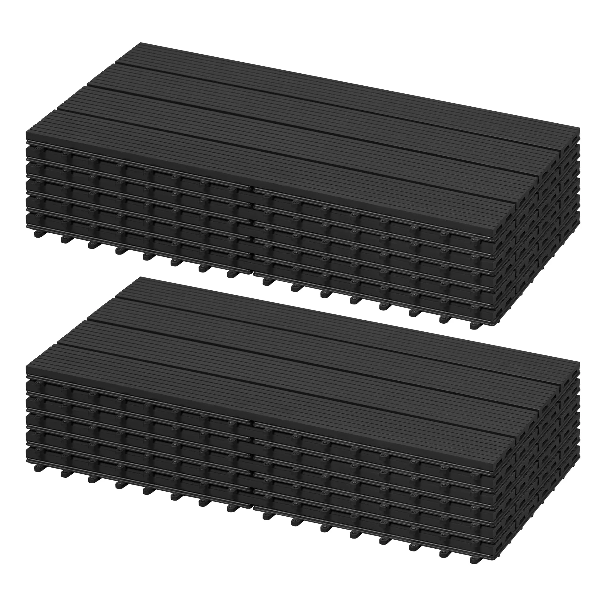 Laneetal Set di 12 Pavimento per Esterno, Pavimento WPC Incastro, per Giardino, Patio, Terrazza, Balcone, Pavimentazione Esterna 30x60 cm, Antracite