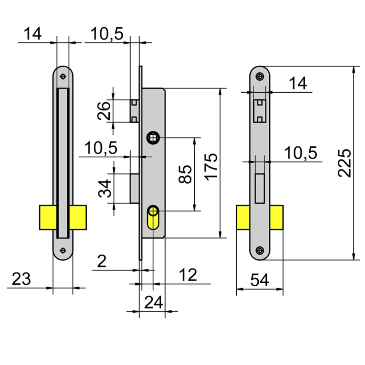Lince 3017001-5550 - lock (in alluminio, 14 mm)