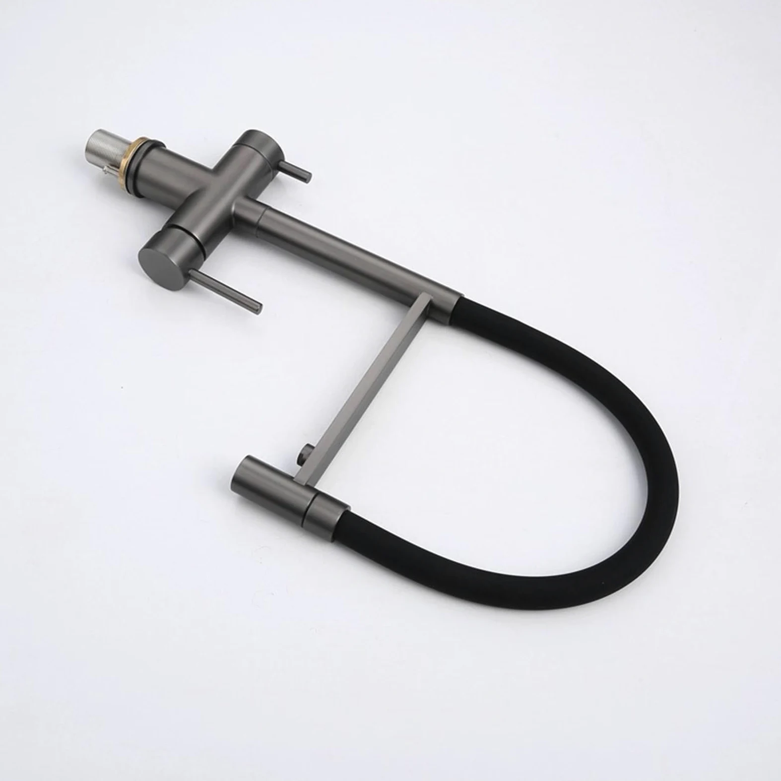 XJTNLB Miscelatore Cucina 3 Vie Acciaio Inox Oro Spazzolato+Bianco Rubinetto Tre Vie con Doccetta Estraibile Miscelatore Cucina con Doccetta Estraibile