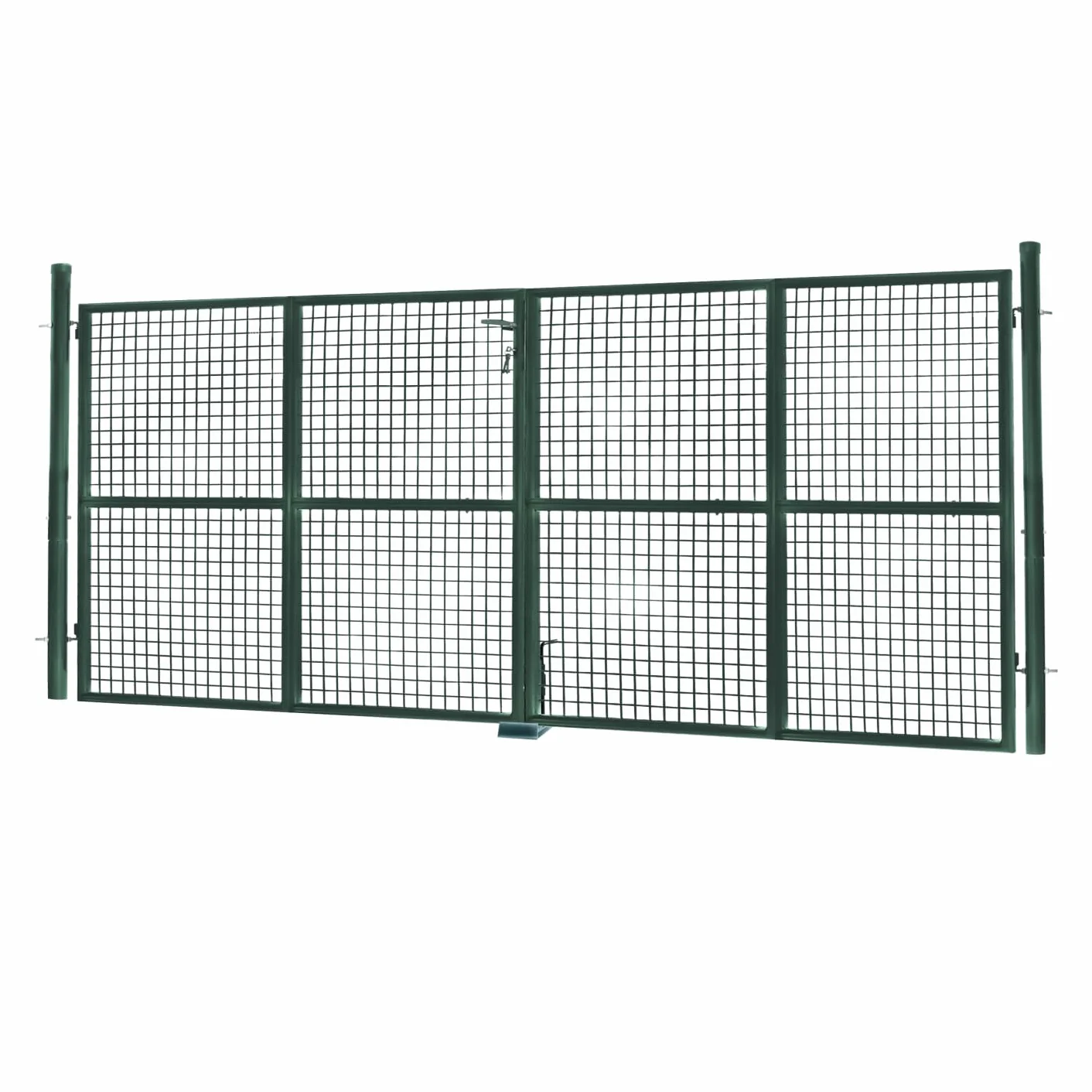 IDMarket - Cancello di recinzione in acciaio verde 315 x 150 cm con serratura e maniglia