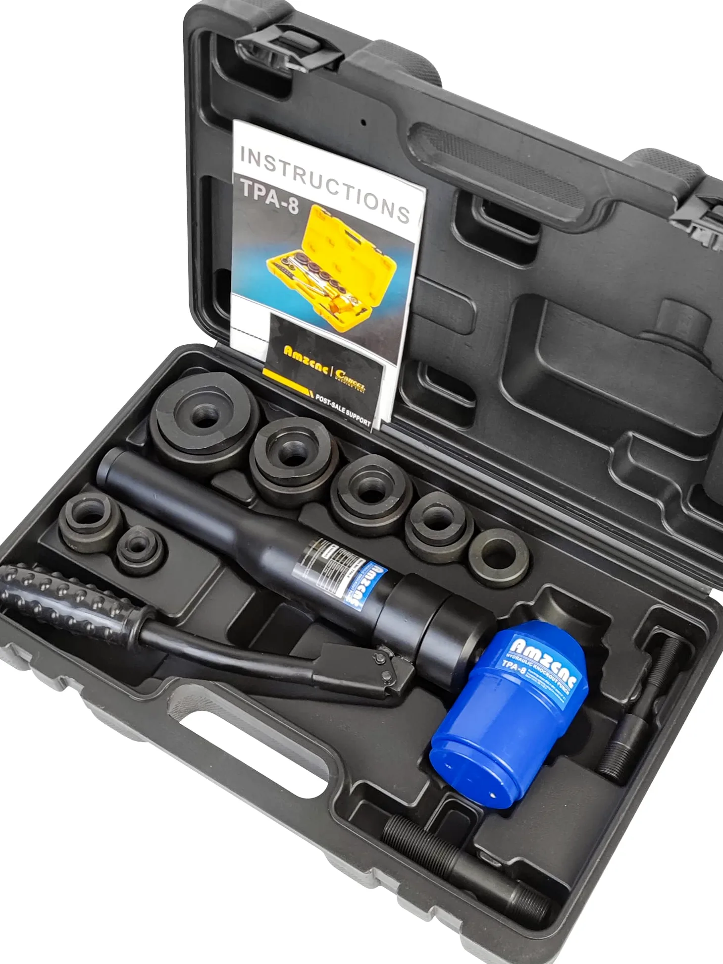 AMZCNC Set di punzonatrici idrauliche per fori Knockout, 8 t, con 6 fustelle, 16 mm, 20 mm, 26,2 mm, 32,6 mm, 39 mm, 51 mm, perforatrice idraulica
