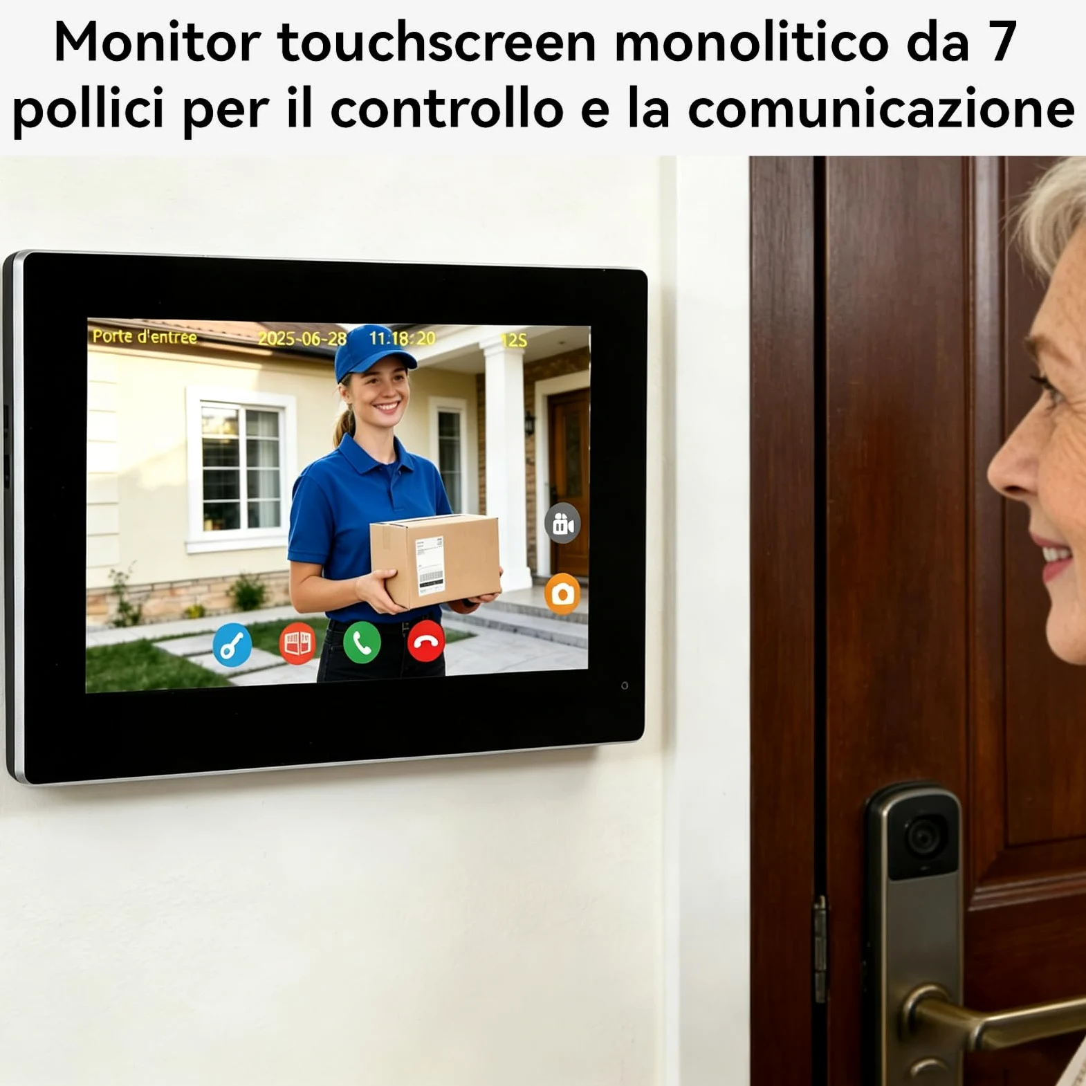 WALN Videocitofono connesso Smart, citofono con telecamera a 2 fili con monitor Touchscreen da 7 pollici, Audio bidirezionale, Sistema interfono con sblocco remoto, Wi-Fi 2.4G/5G,KW02-IP7B