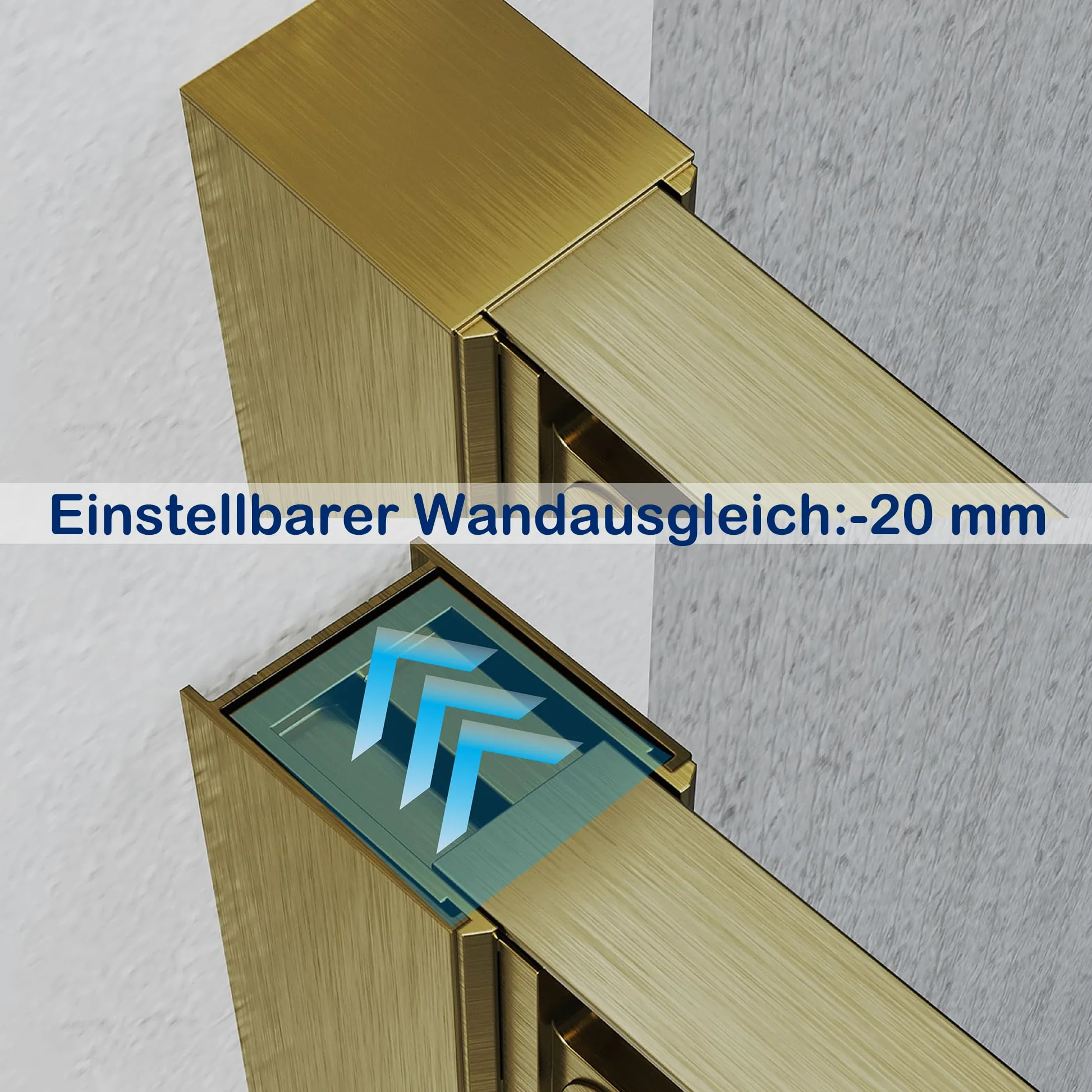 Porta scorrevole 110 x 185 cm, porta doccia in vetro di sicurezza da 5 mm, vetro trasparente (ESG) doccia con manico a forma di H, porta doccia per piccoli bagni