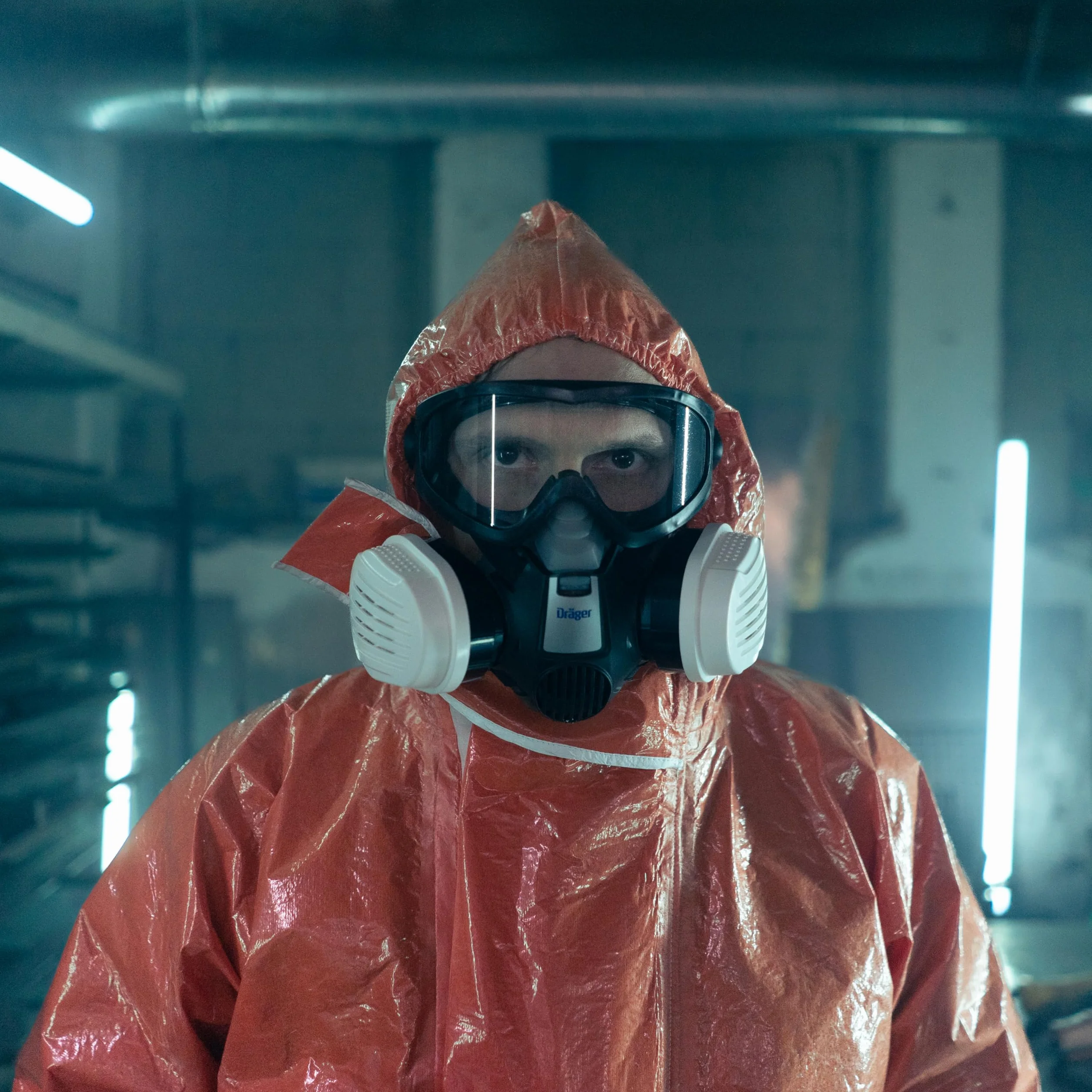 Dräger SPC 4400 Tuta protettiva contro polveri e liquidi in materiale CLF con alta resistenza chimica | Tuta antispruzzo arancione per vernici e prodotti chimici | Taglia L