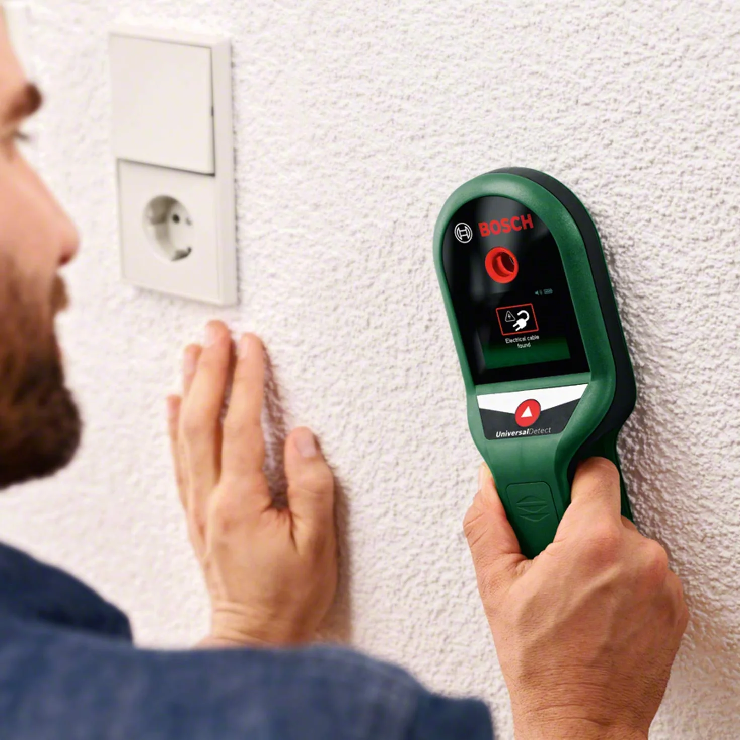 Bosch rilevatore UniversalDetect (display con guida passo-passo per un facile utilizzo, rilevatore cavi e sottostrutture in legno, in scatola di cartone E-Commerce)