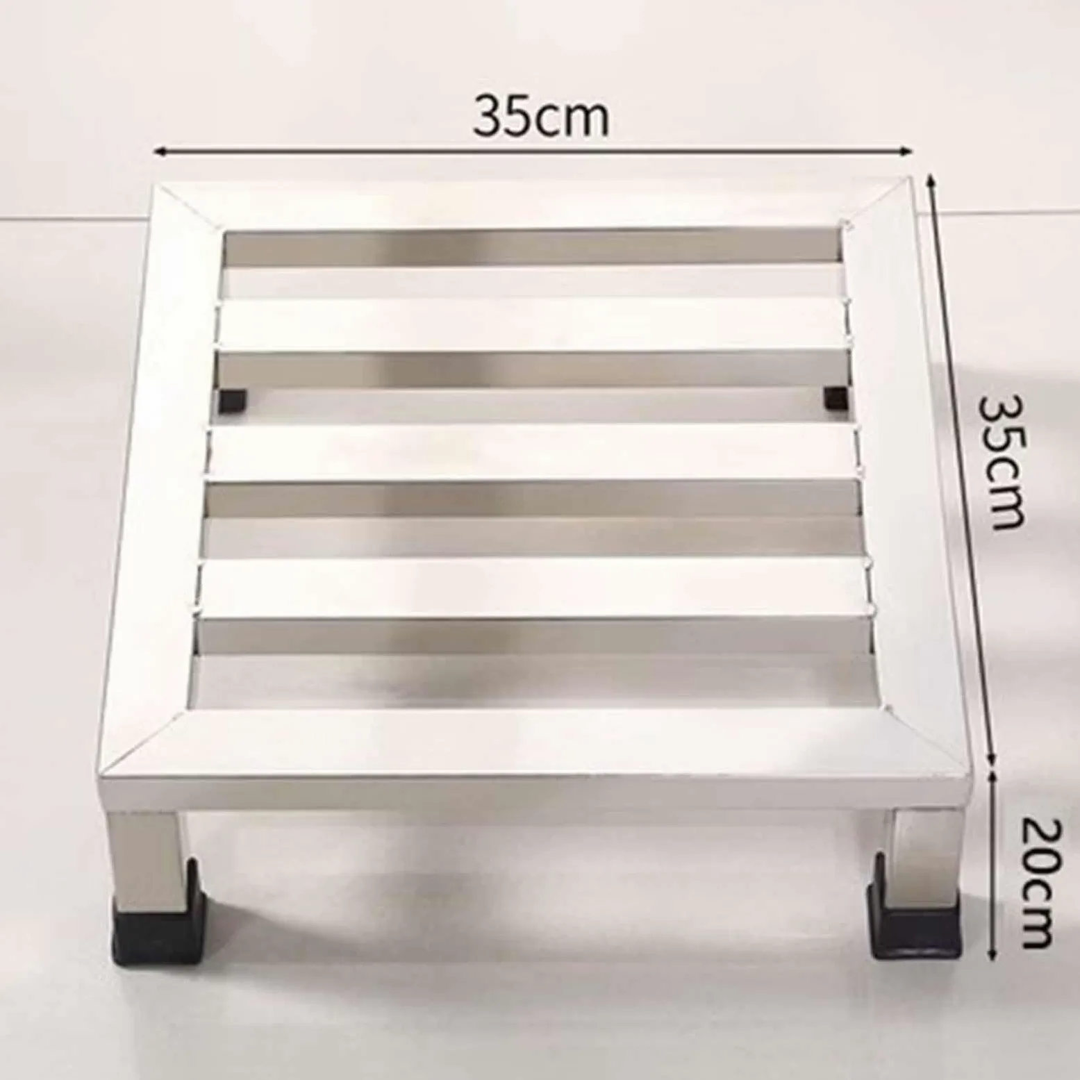 Supporto in Acciaio Inox Resistente per Elettrodomestici con Mensola Retta per Lavatrice/Frigorifero, Base per Mobili con Staffa per Pallet Spaccato a Terra (35x35x20cm)