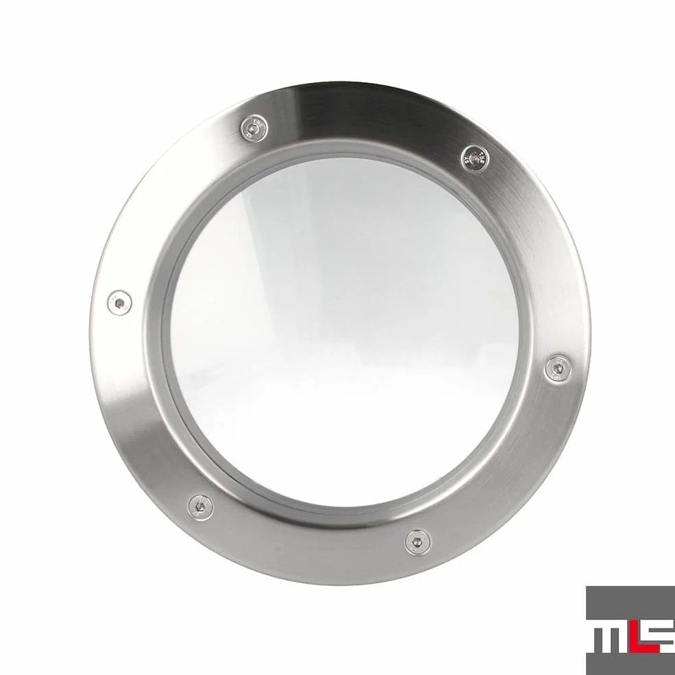 MLS Oblò B4000, Oblò per Porte, in Acciaio Inox, Vetro di Sicurezza, Adatto ha Porte di Spessore 40 mm, Viti di Fissaggio Visibili su Entrambi i Lati, Diametro 400 mm, Vetro Trasparente
