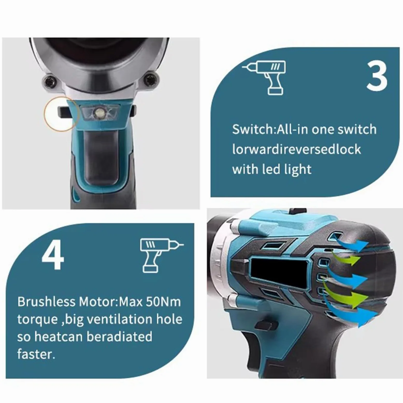 Pistole per Rivetti Senza Fili, Pistola rivettatrice elettrica Senza spazzole con Luce LED, per Dadi M3/M4/M5/M6/M8/M10/M12,per Rivetti, Inserti Filettati,2200mAh