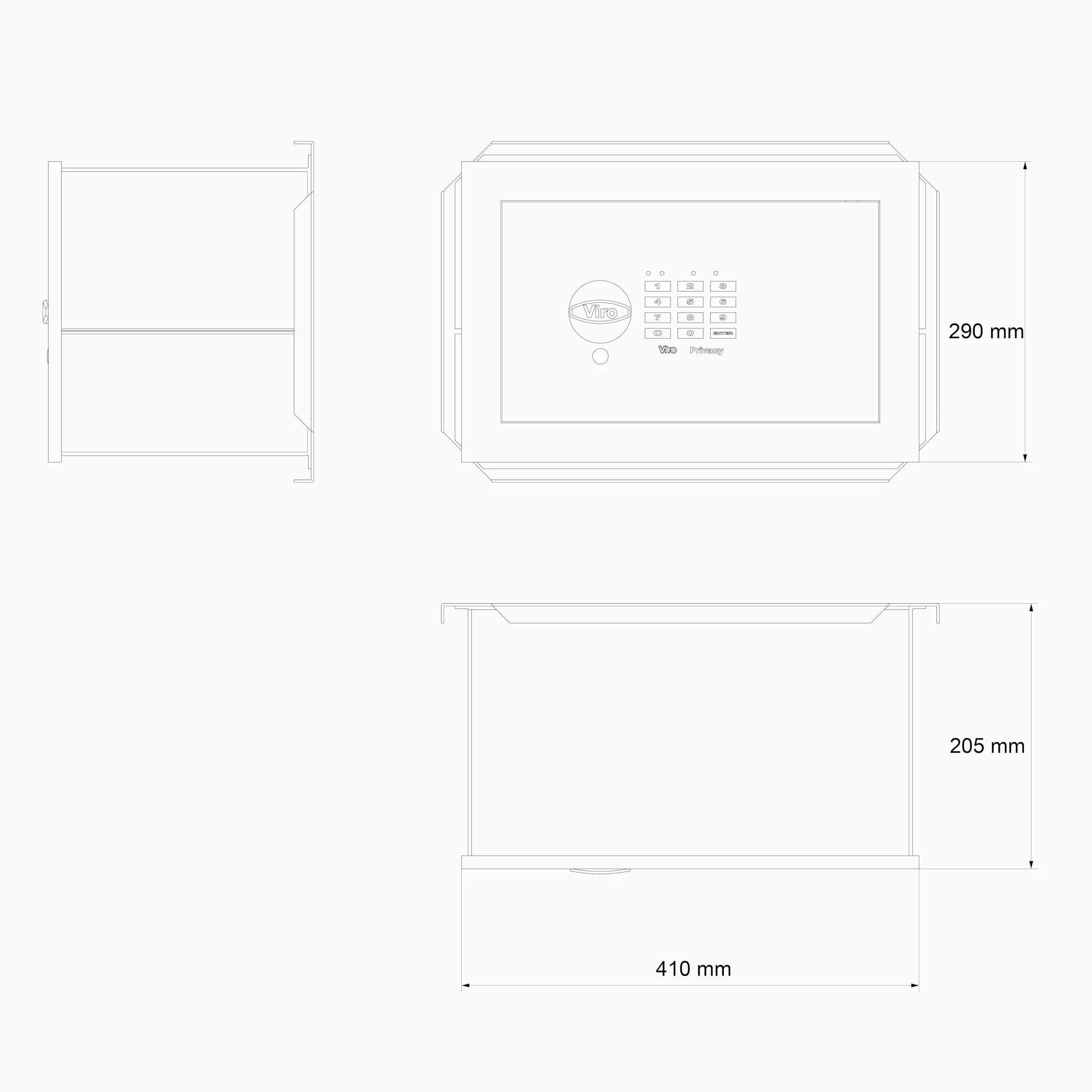 Viro | Privacy Elettronica, Cassaforte a Muro con Scheda Elettronica, da Incasso, in Acciaio, 410x290x205 mm